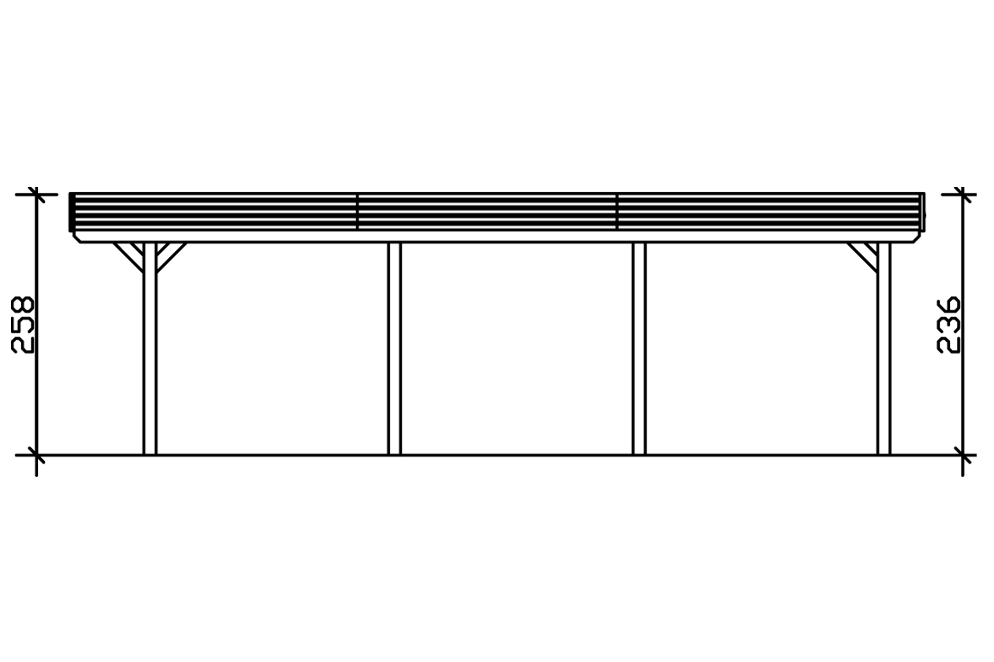 Grafik (Schnitt): Carport Spessart 611 x 846 cm