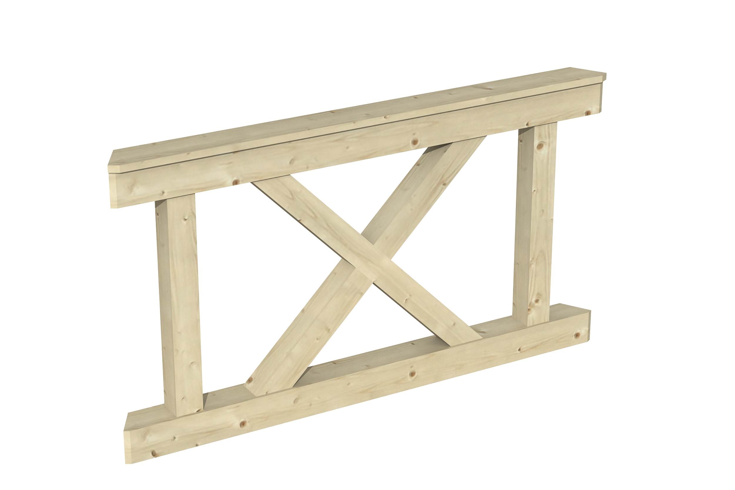 Brüstung Andreaskreuz 150 x 84 cm, Fichte, natur