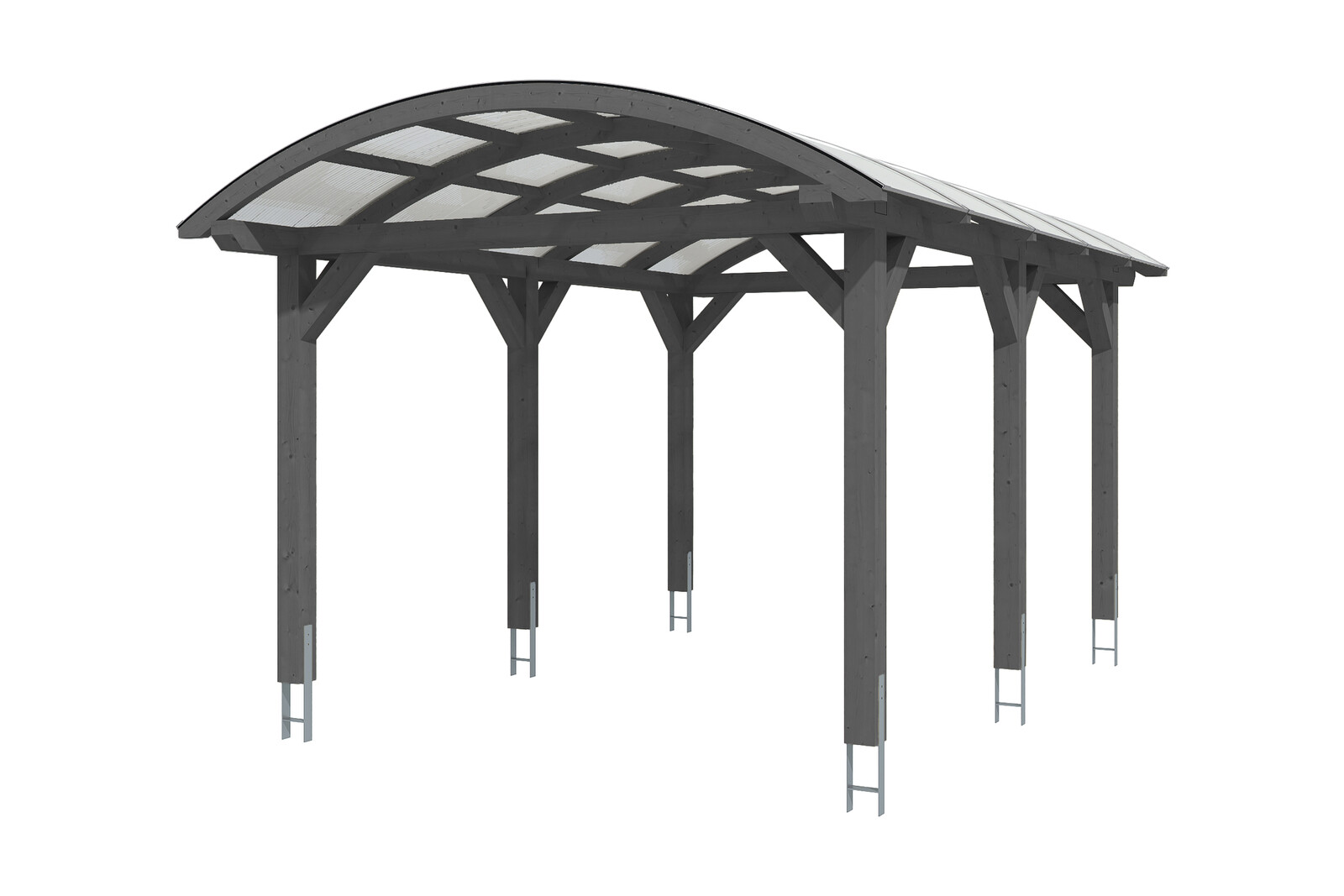 Bogendach-Carport Franken 376 x 541 cm, schiefergrau