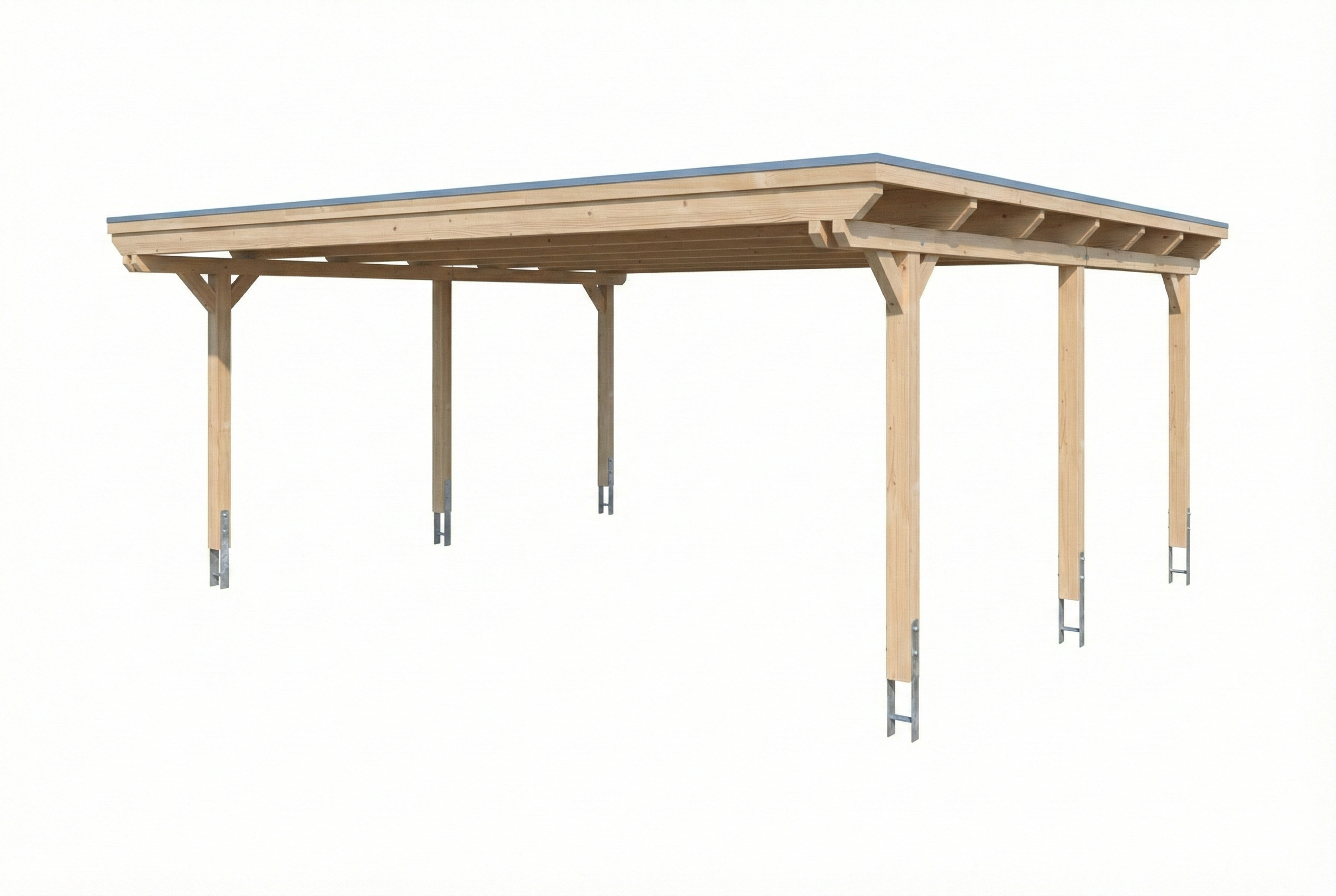 Carport Emsland 609 x 604 cm, stalen dakplaten met anticondensvlies, naturel