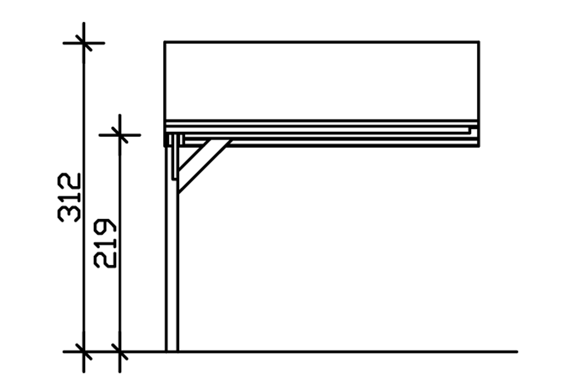 Grafik (Vorderansicht): Carport Harz 303 x 560 cm