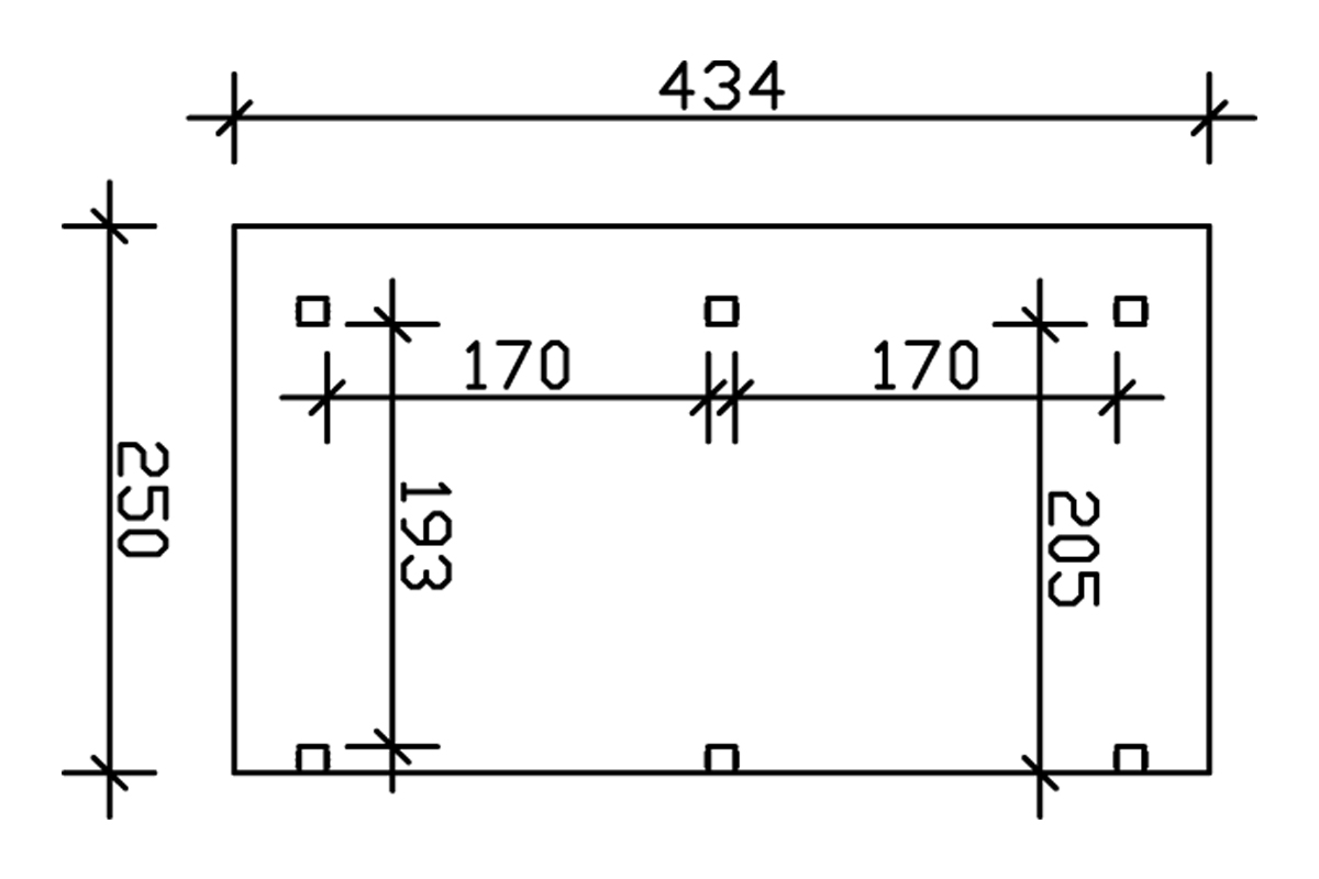Grafik (Grundriss): Terrassenüberdachung Siena 434x250 cm