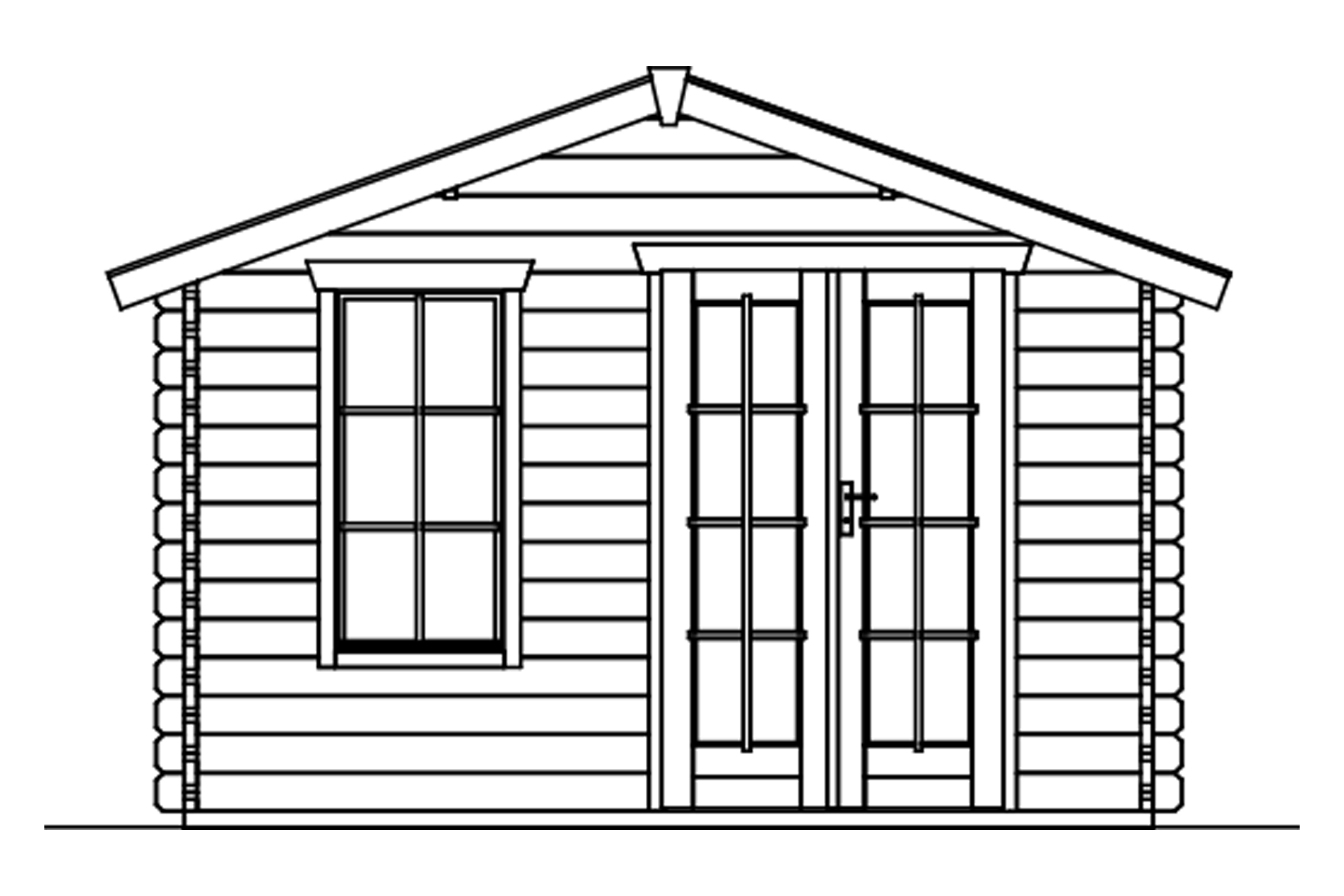 Abri de jardin LANGESUND 340x250cm, 45mm, non traité