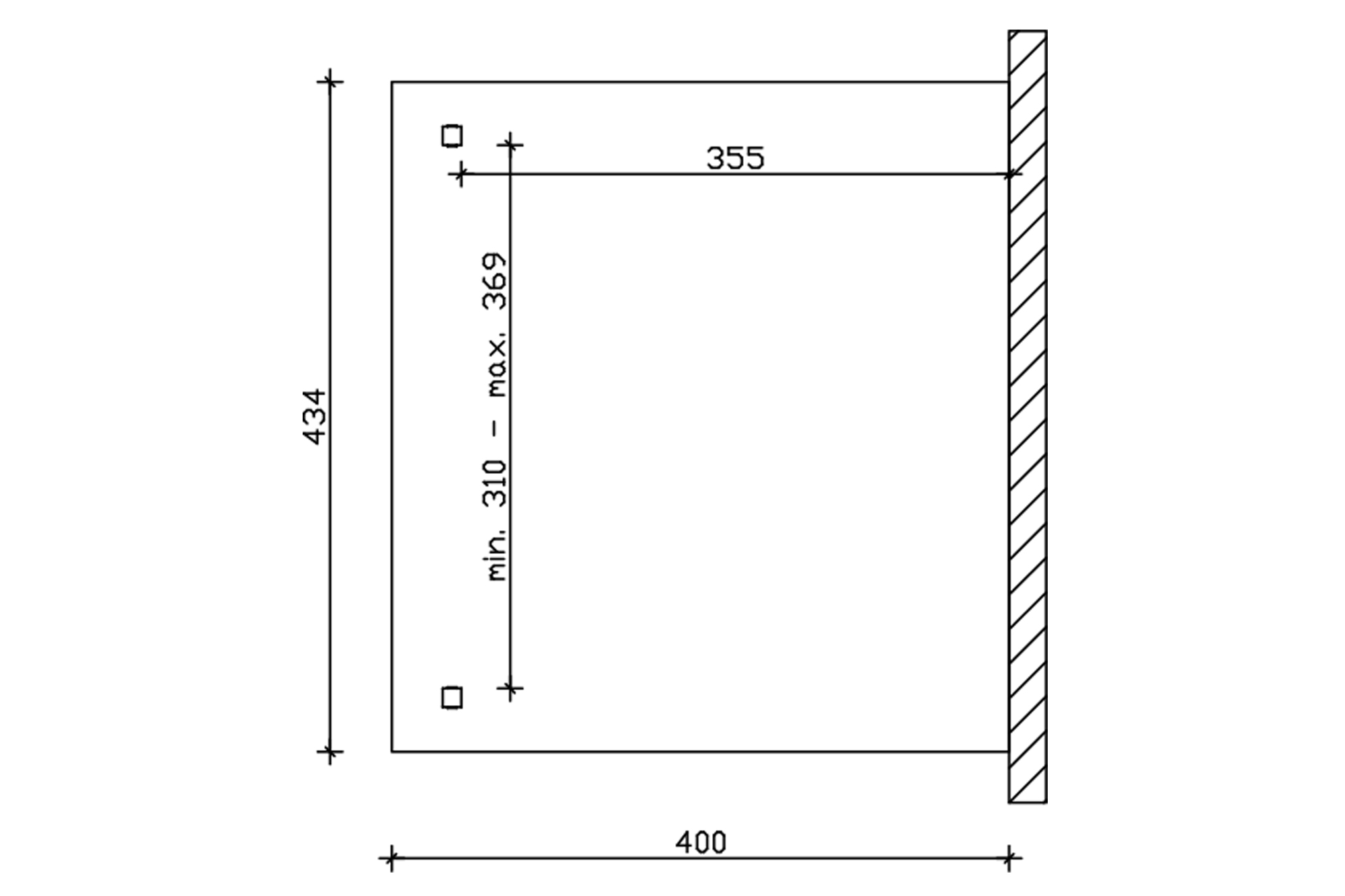 Grafik (Grundriss): Terrassenüberdachung Ancona 434x400 cm