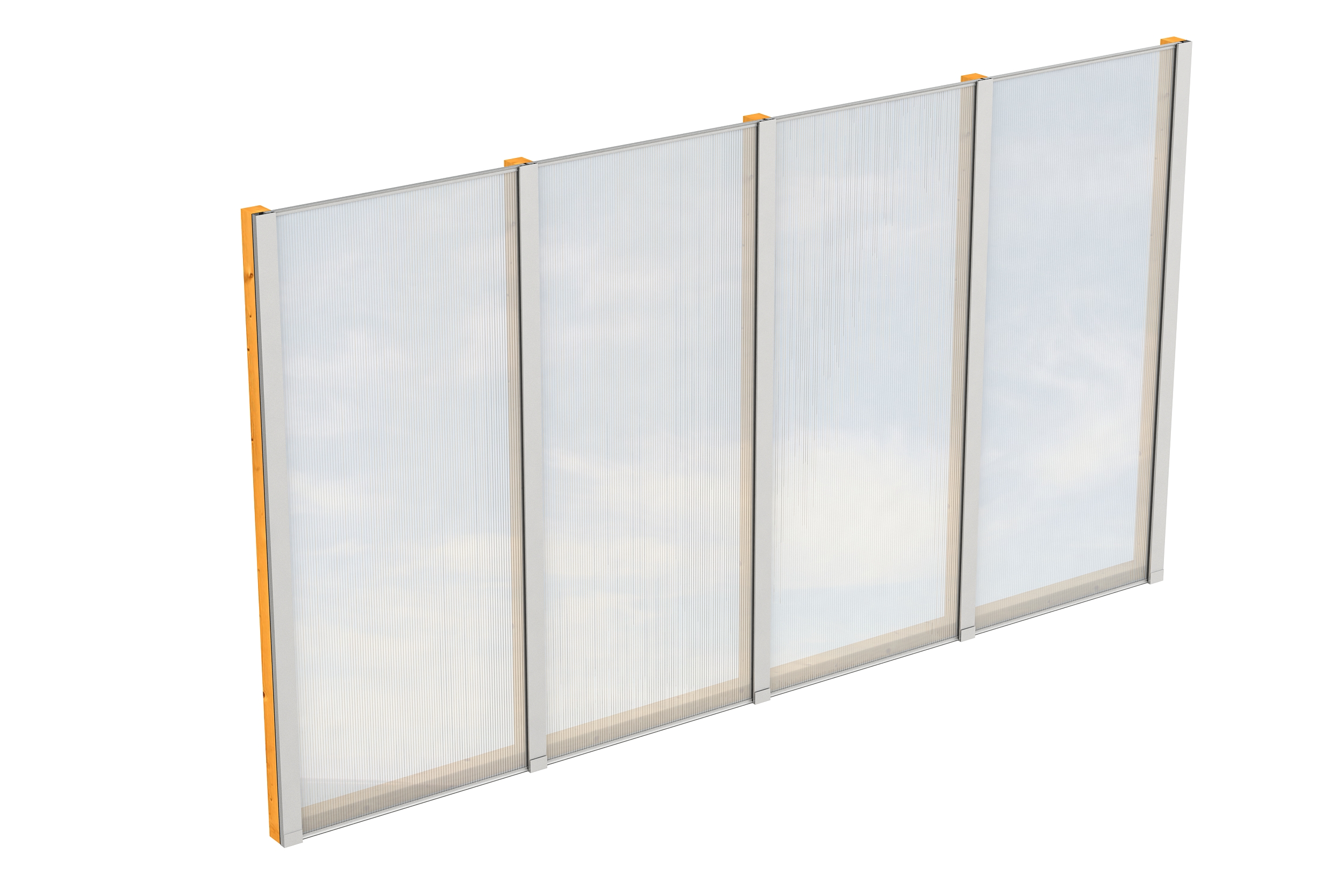 Seitenwand m. Polycarbonatplatten 343 x 200 cm, Fichte, eiche hell