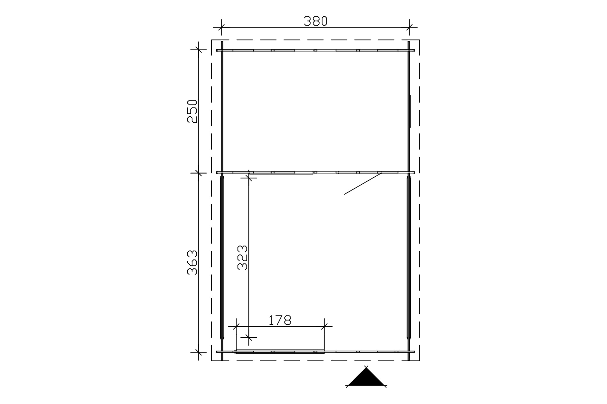 Abri de jardin ALICANTE 380x613cm, avec remise 380x250cm, 28mm, non traité