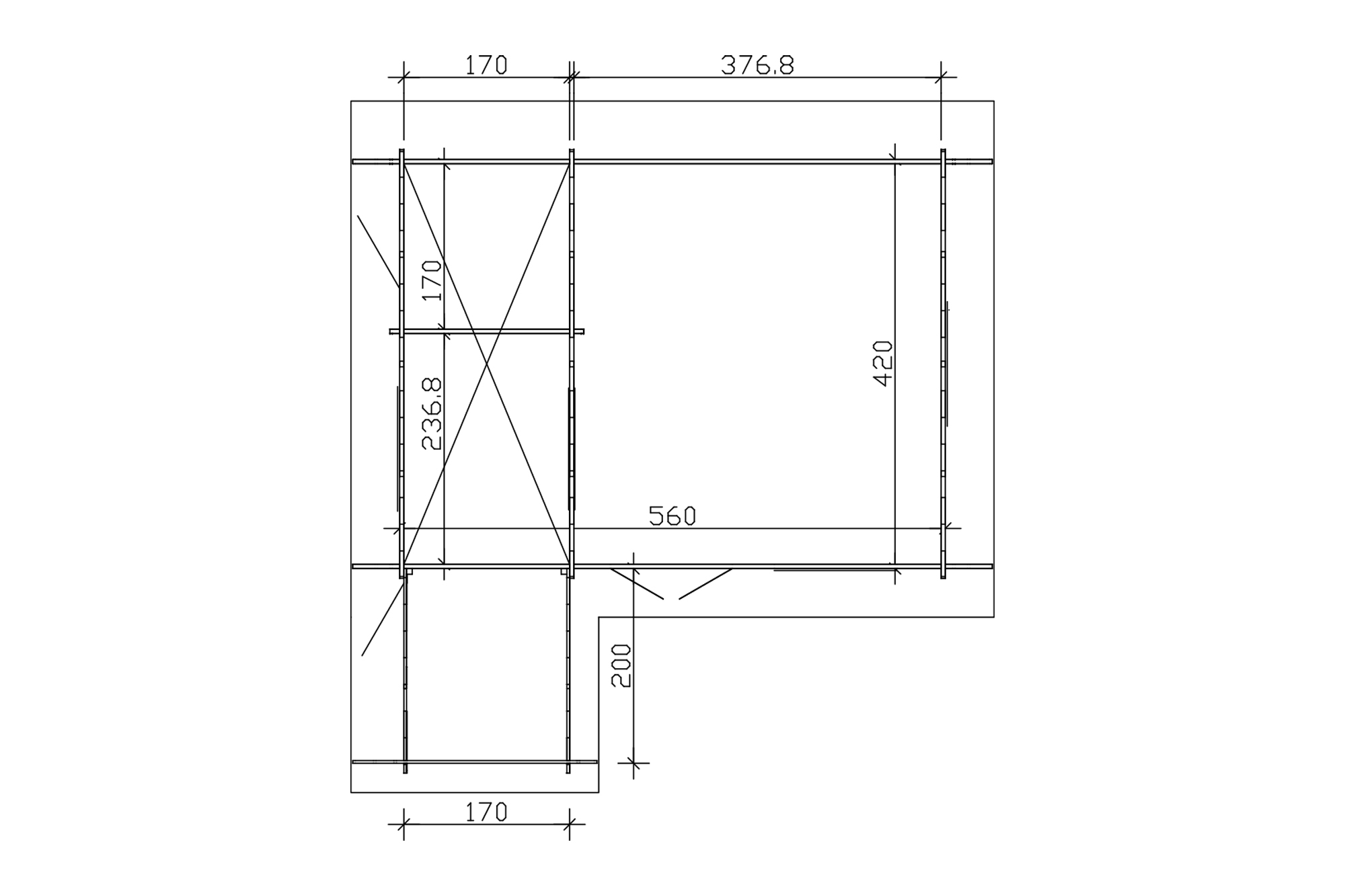 Abri de jardin ESBJERG 3, 420x560cm, avec remise, 45mm, non traité