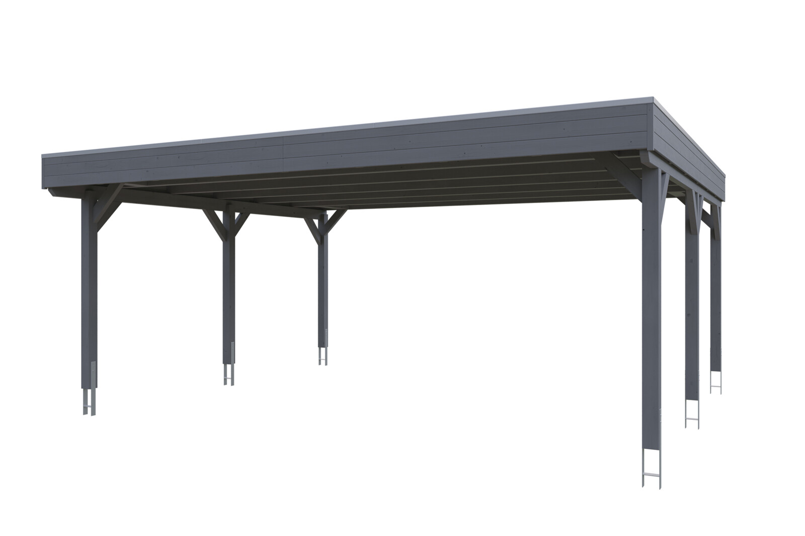 Carport Grunewald 622 x 554 cm mit Aluminiumdach, schiefergrau