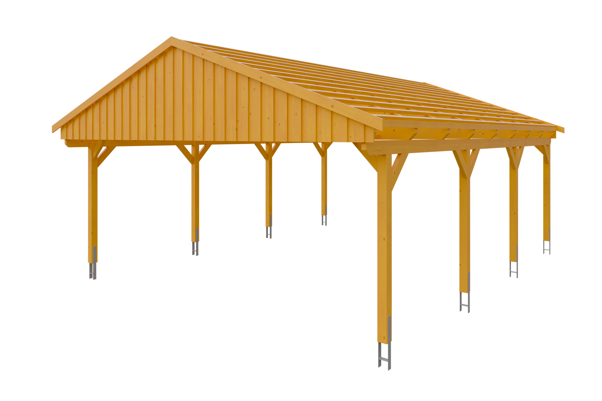 Produktbild: Carport Fichtelberg 618 x 808 cm, farblich behandelt in eiche hell, mit Dachlatten
