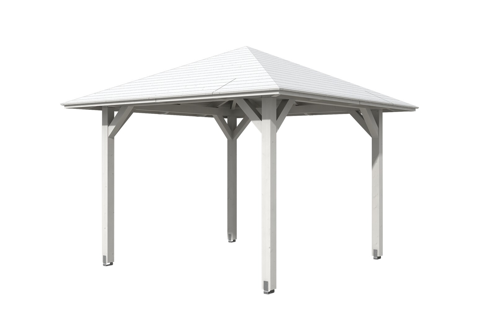 Gloriette CANNES 1, 374x374cm, bois lamellé-collé, traitement coloré blanc
