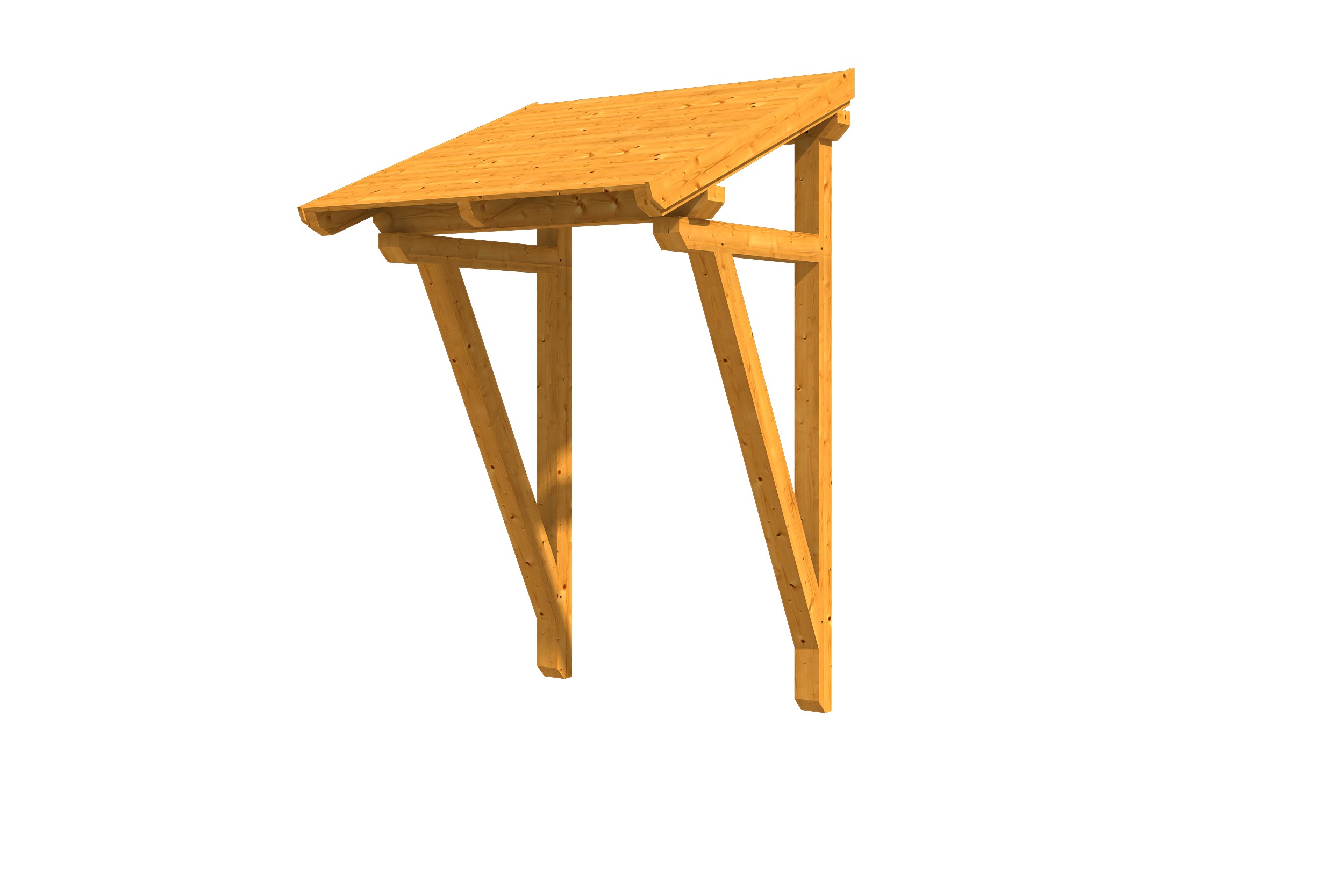 Huisdeur-afdak Potsdam 2, schuin dak 176x156cm, gelakt in licht eiken