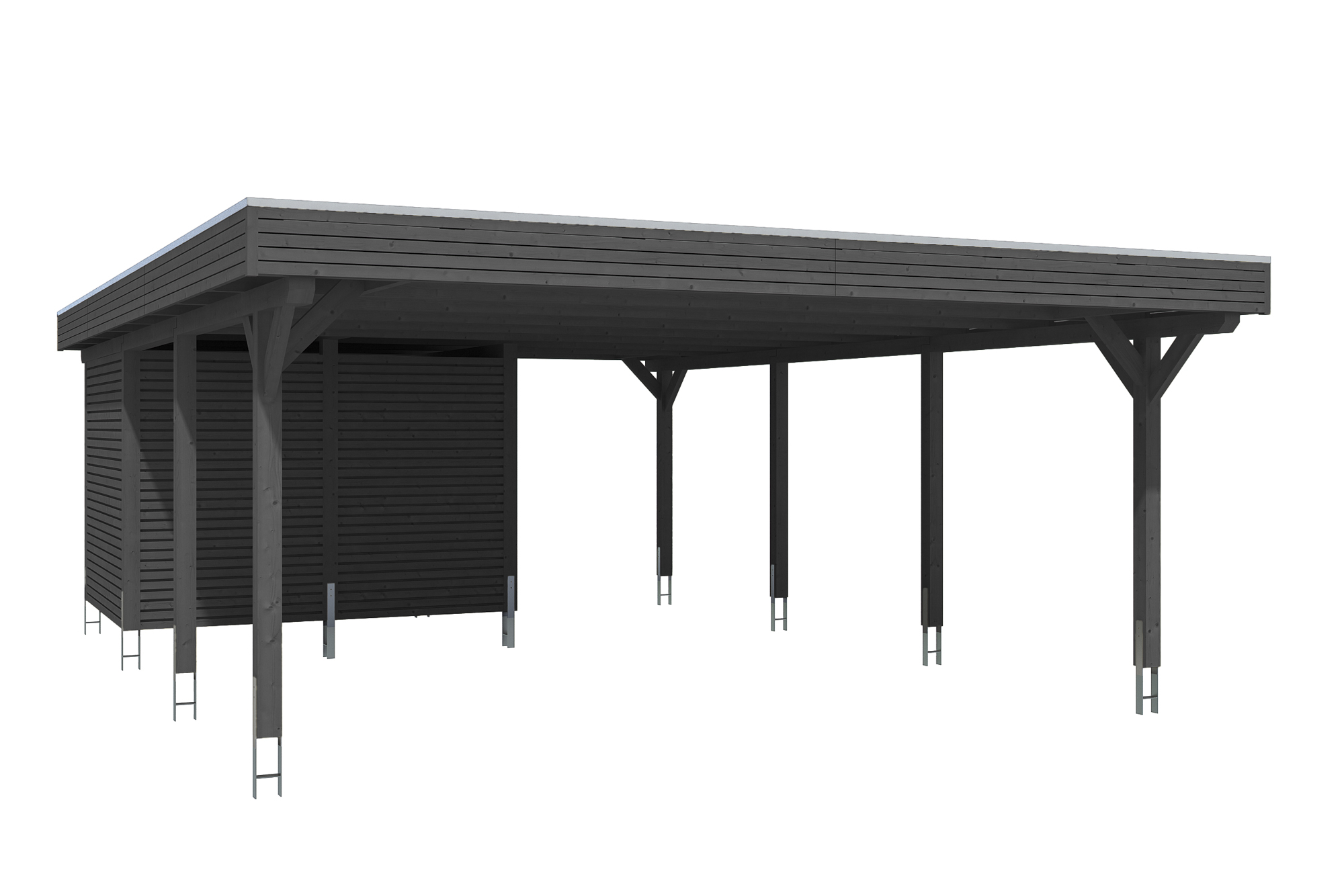 Produktbild: Carport Spessart 611 x 846 cm mit Abstellraum, farblich behandelt in anthrazit