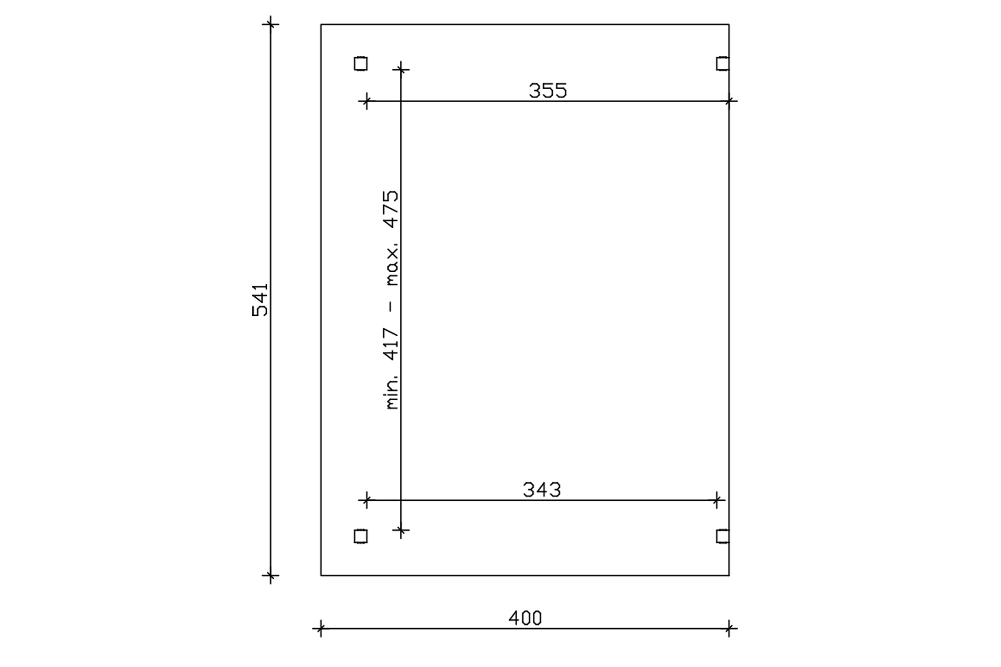 Grafik (Grundriss): Terrassenüberdachung Sanremo 541x400 cm