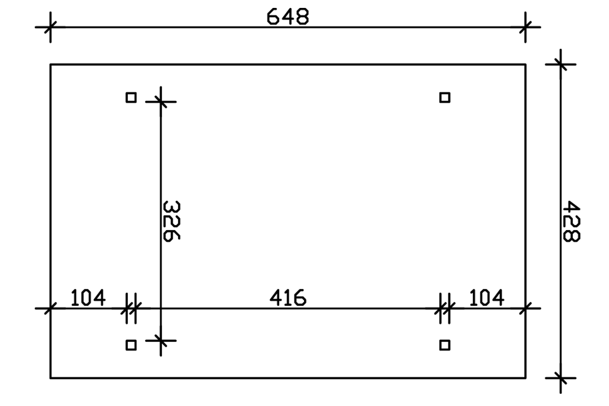Grafik (Grundriss): Carport Odenwald 428 x 648 cm