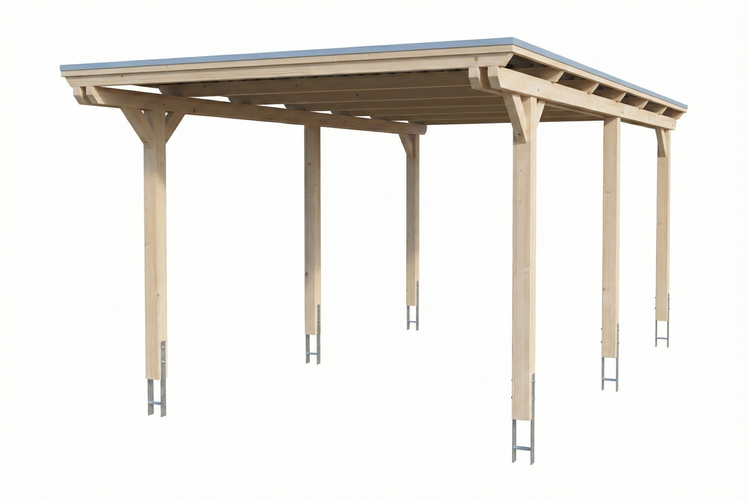 Carport Emsland 340 x 604 cm, Stahl-Dachplatten mit Antikondensvlies, natur