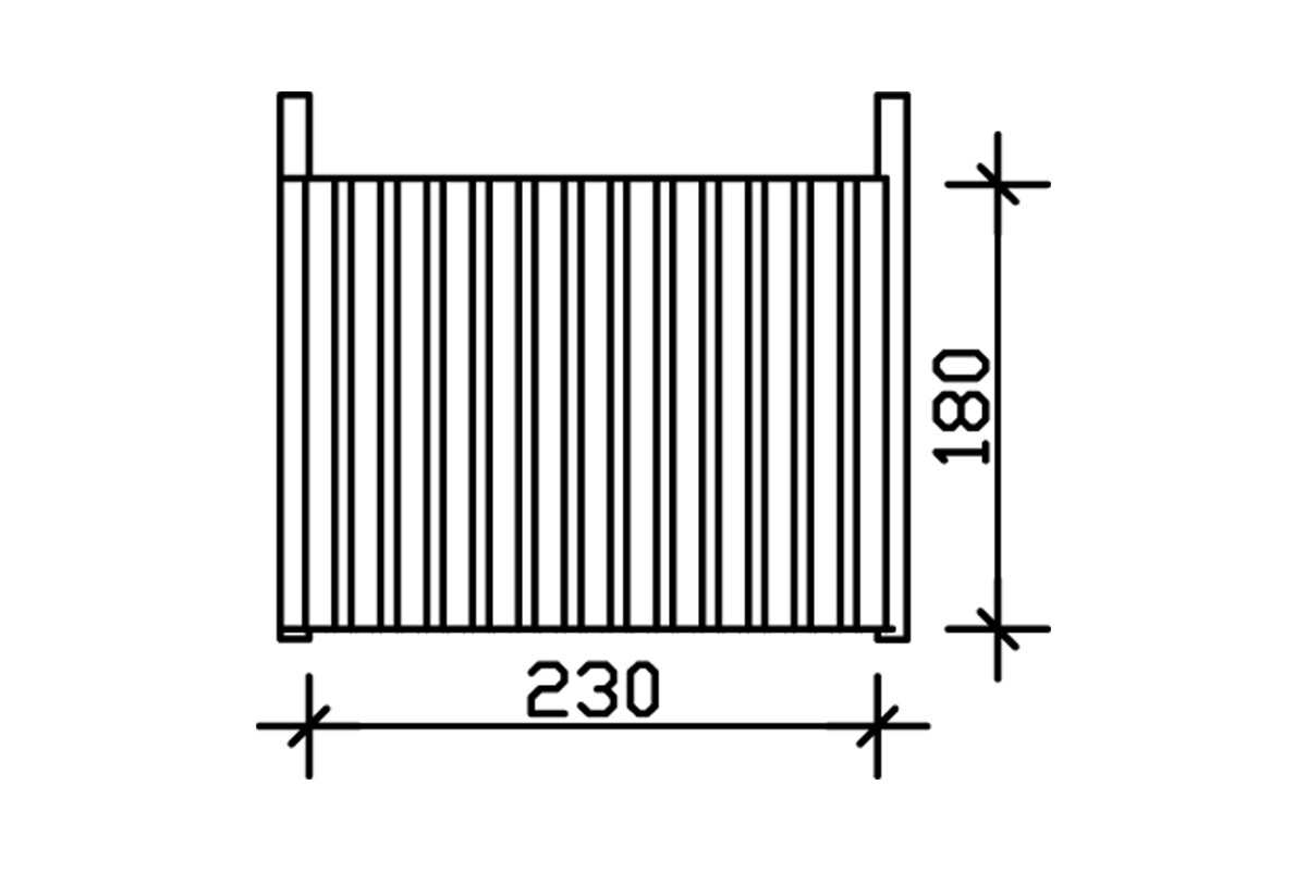 Seitenwand Deckelschalung 230 x 180 cm, Fichte, natur