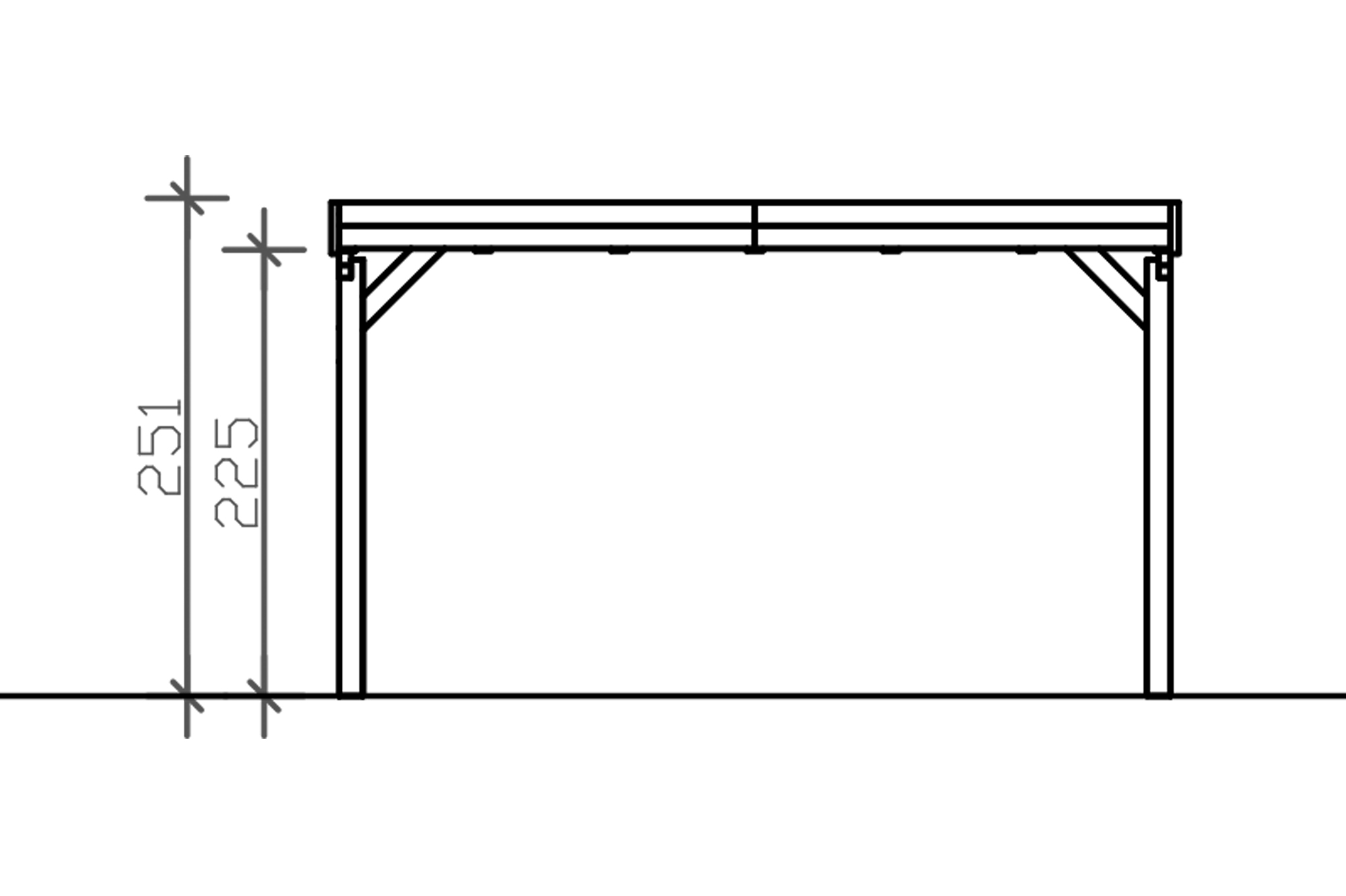 Grafik (Vorderansicht): Carport Grunewald 427 cm Breite