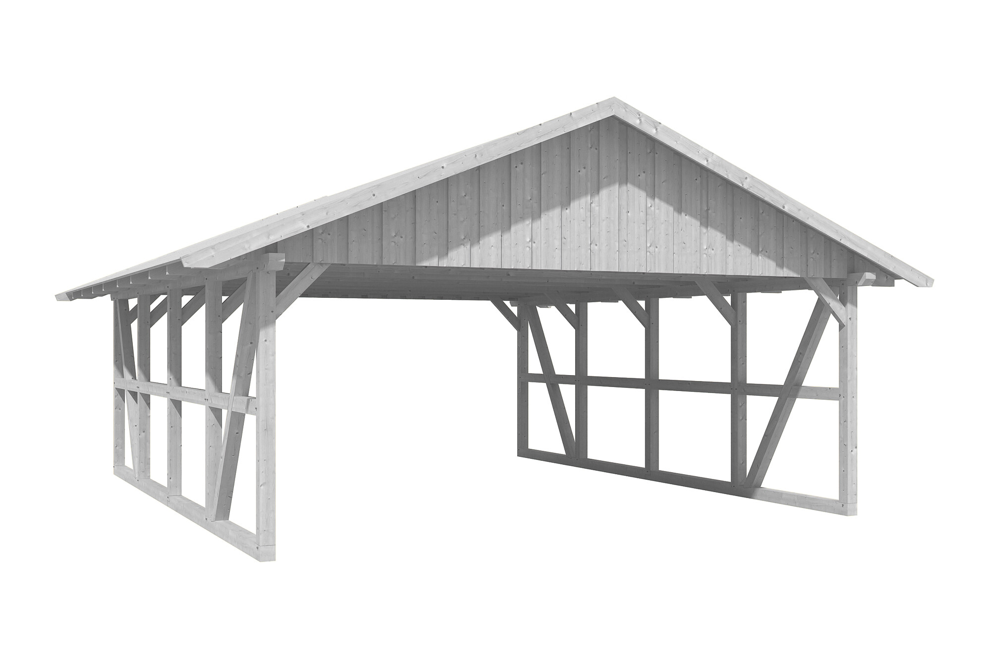 Carport Schwarzwald 684 x 772 cm, weiß, mit Dachschalung