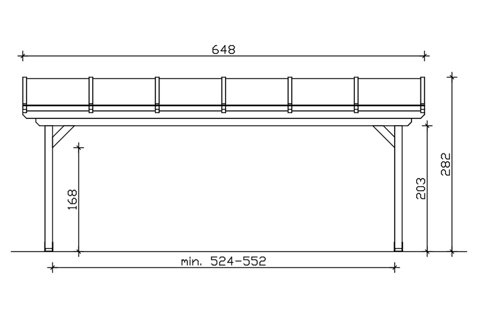 Terrace roof Ancona 648 x 350 cm, glulam, white