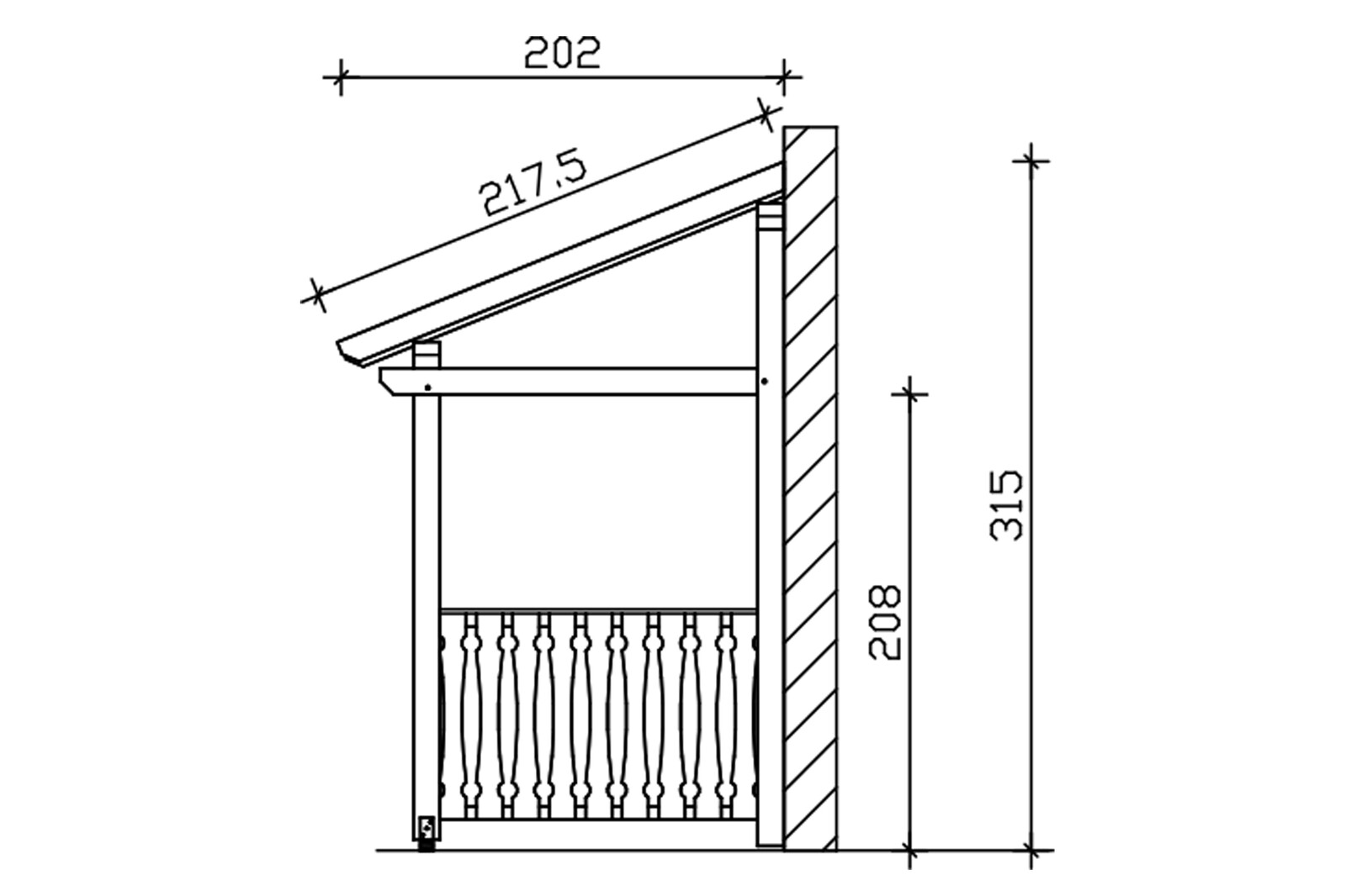 Vordach Paderborn Typ 8, 336 x 202 cm, eiche hell