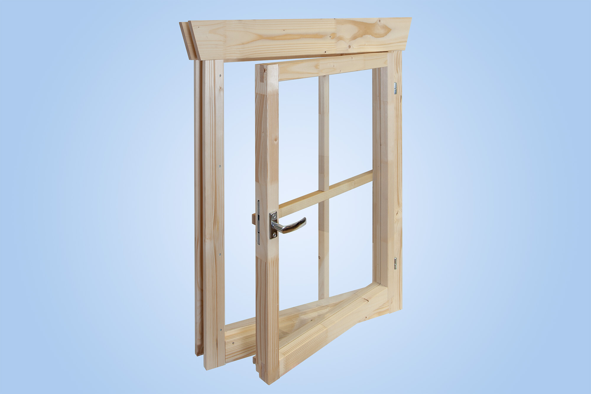 Single window, right hinge 57,5x 70,5 cm, 28mm, untreated