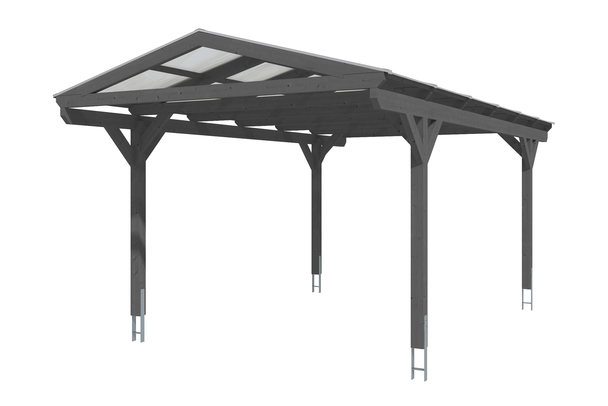 Přístřešek pro auto WESTERWALD, 362 x 648 cm, lazura bílá