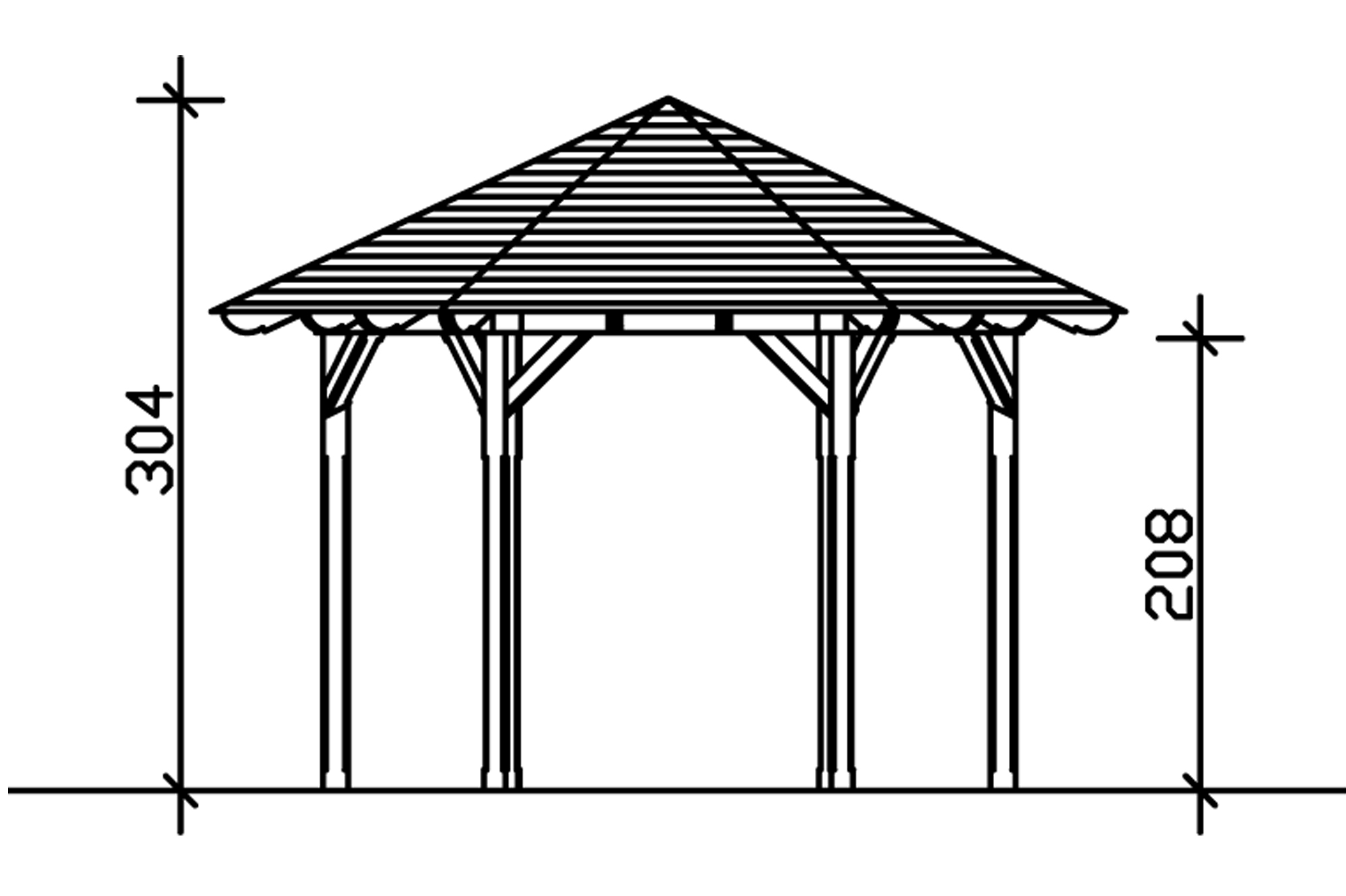 Paviljoen Colmar maat 2, Ø 420 cm, zeshoekig, onbehandeld
