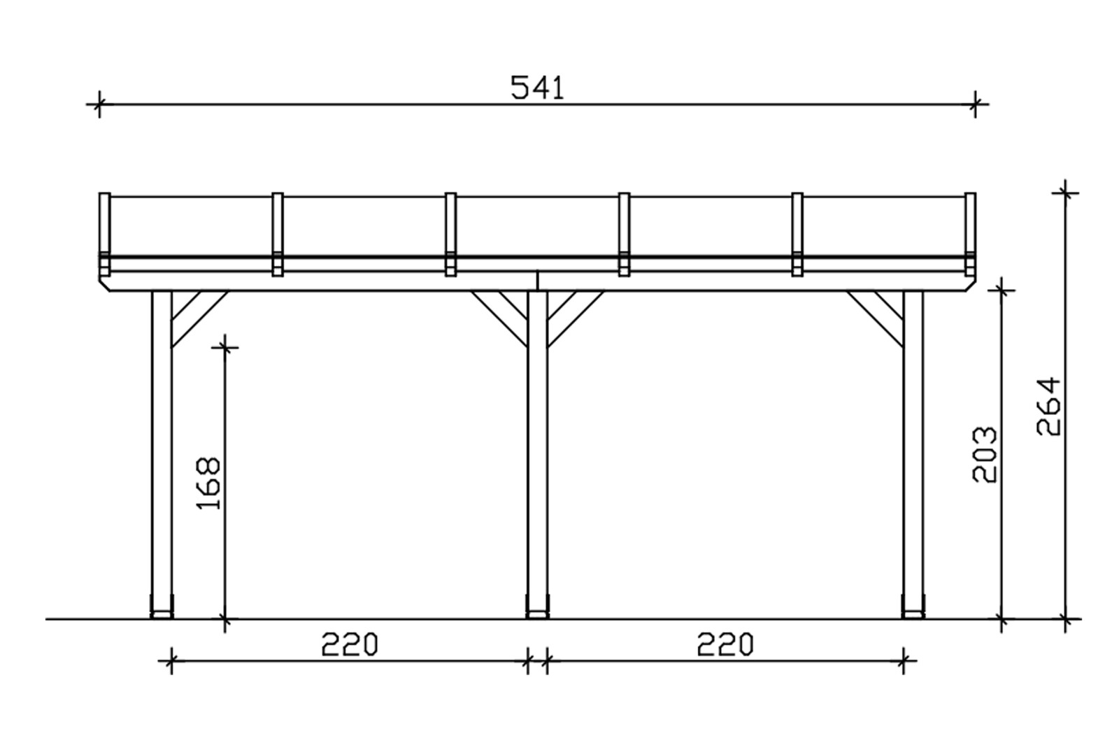 Terrace roof Andria 541 x 300 cm, glulam, untreated