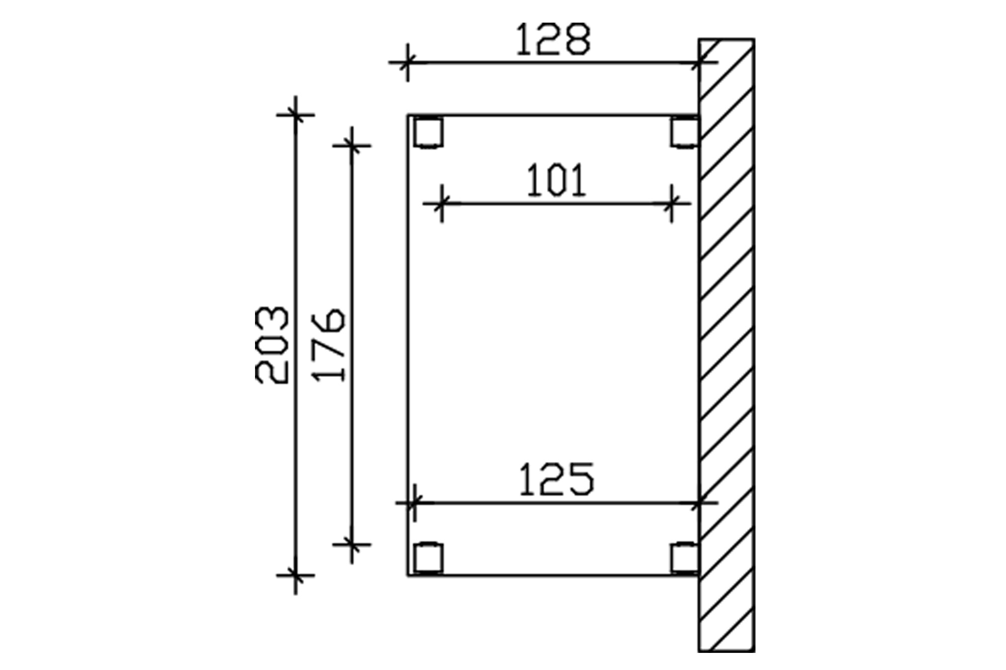 Huisdeur-afdak Putbus, schuin dak 203 x 128 cm, gelakt in wit