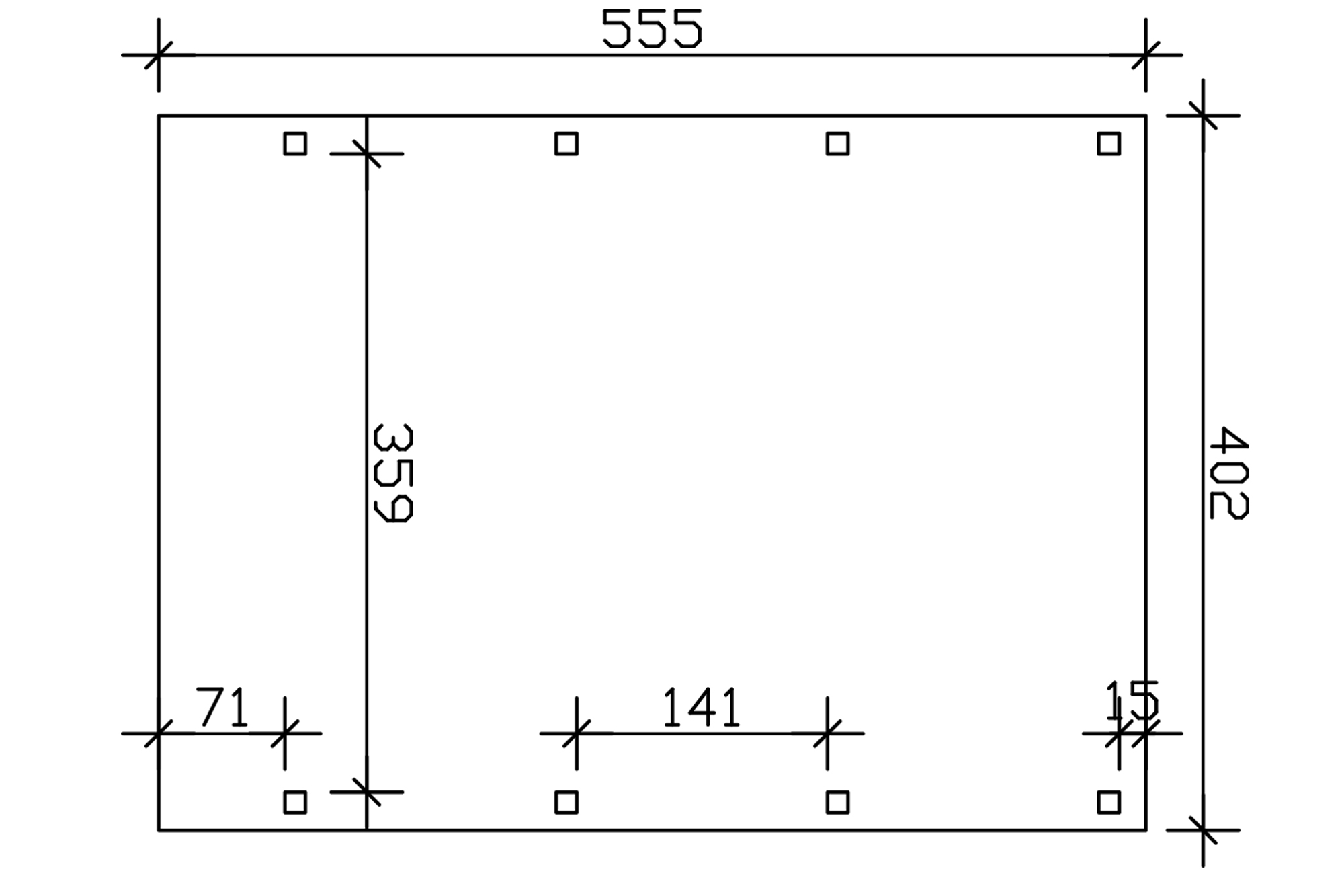 Carport Friesland 402 x 555 cm, avec panneaux de toit en acier, anthracite