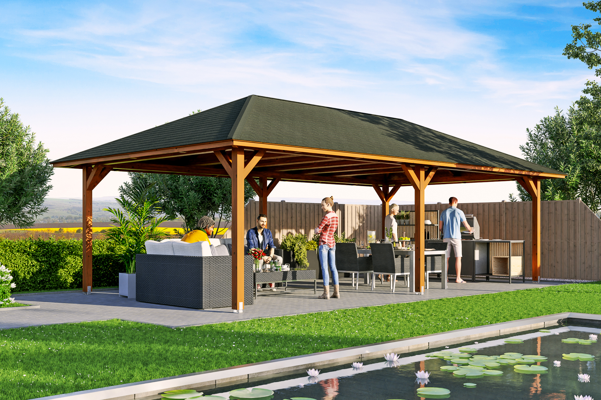 Ambientebild: Pavillon Orleans 3, farblich behandelt in nussbaum