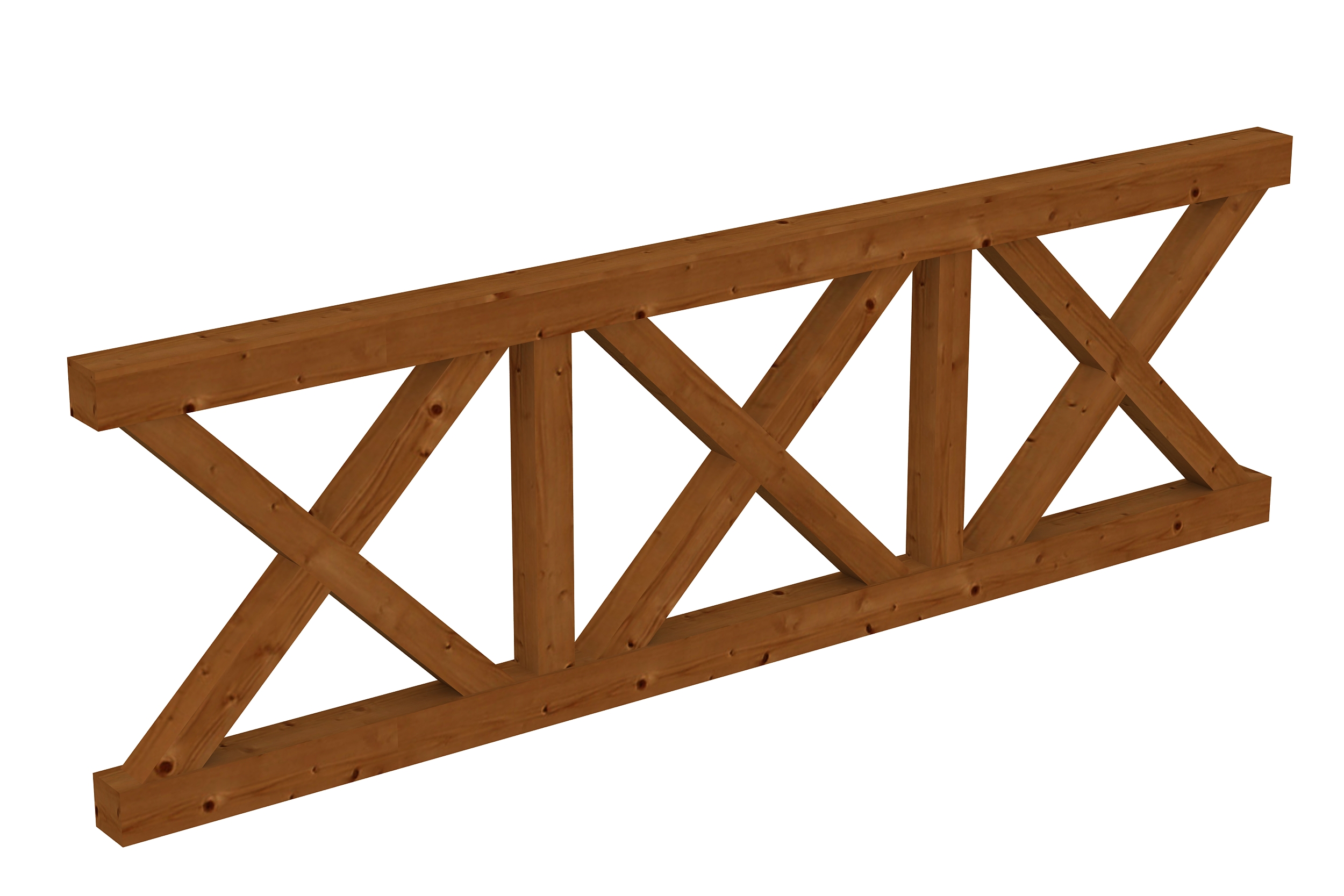 Brüstung Andreaskreuz 270 x 84 cm, Fichte, nussbaum