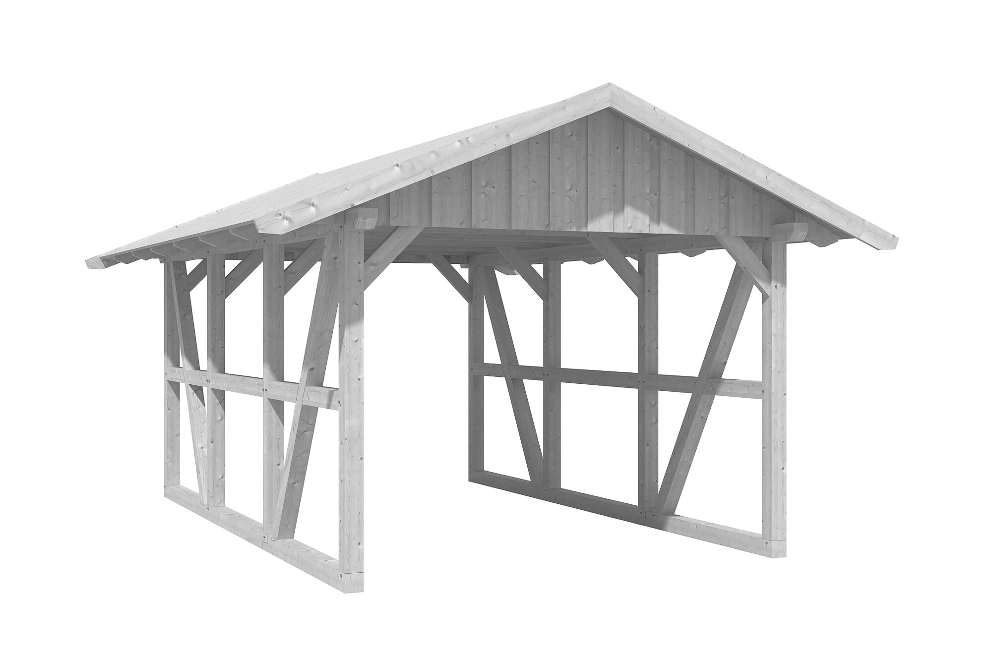 Carport Schwarzwald 424 x 600 cm, weiß, mit Dachschalung