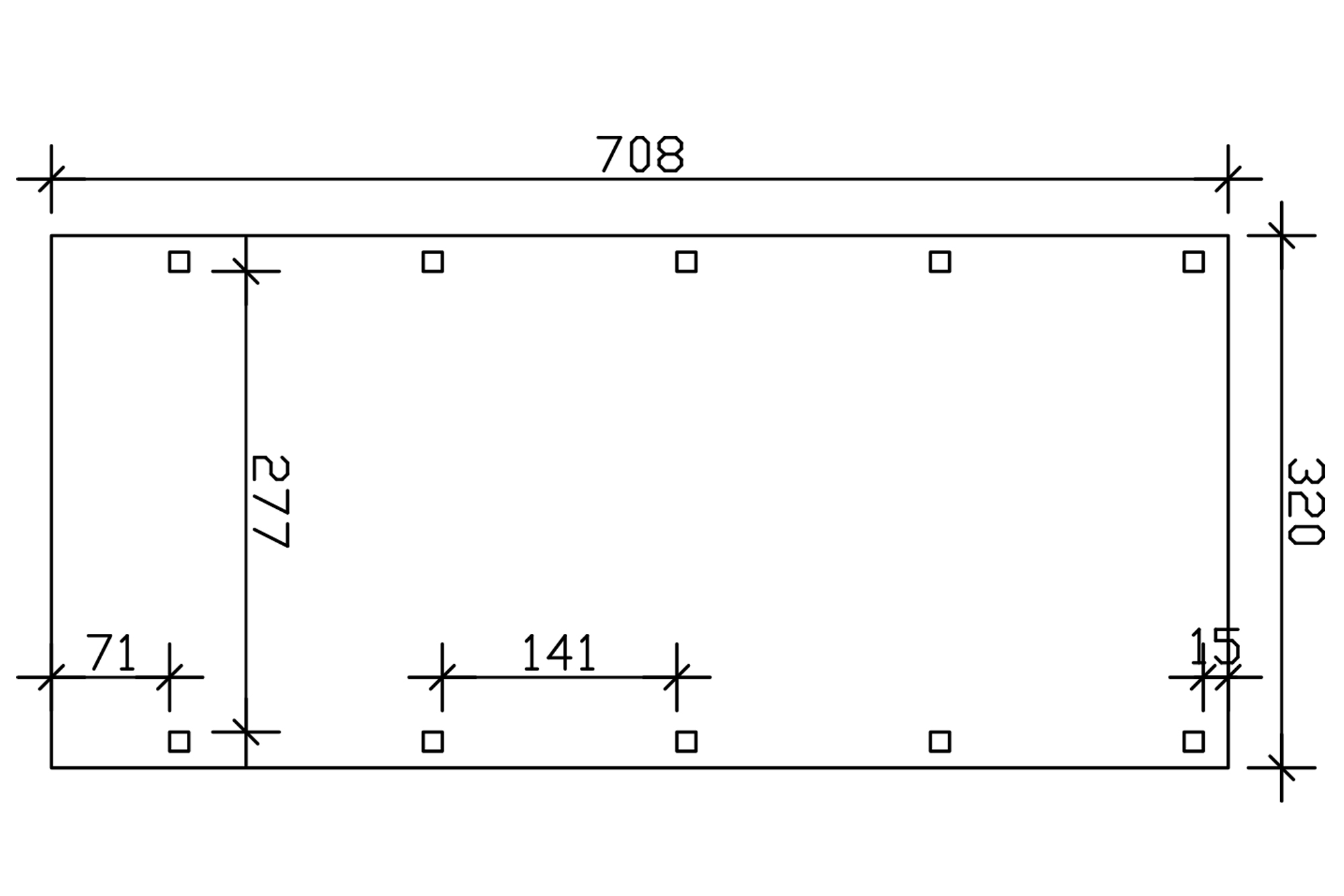 Carport Friesland 320 x 708 cm, avec panneaux de toit en acier, gris ardoise