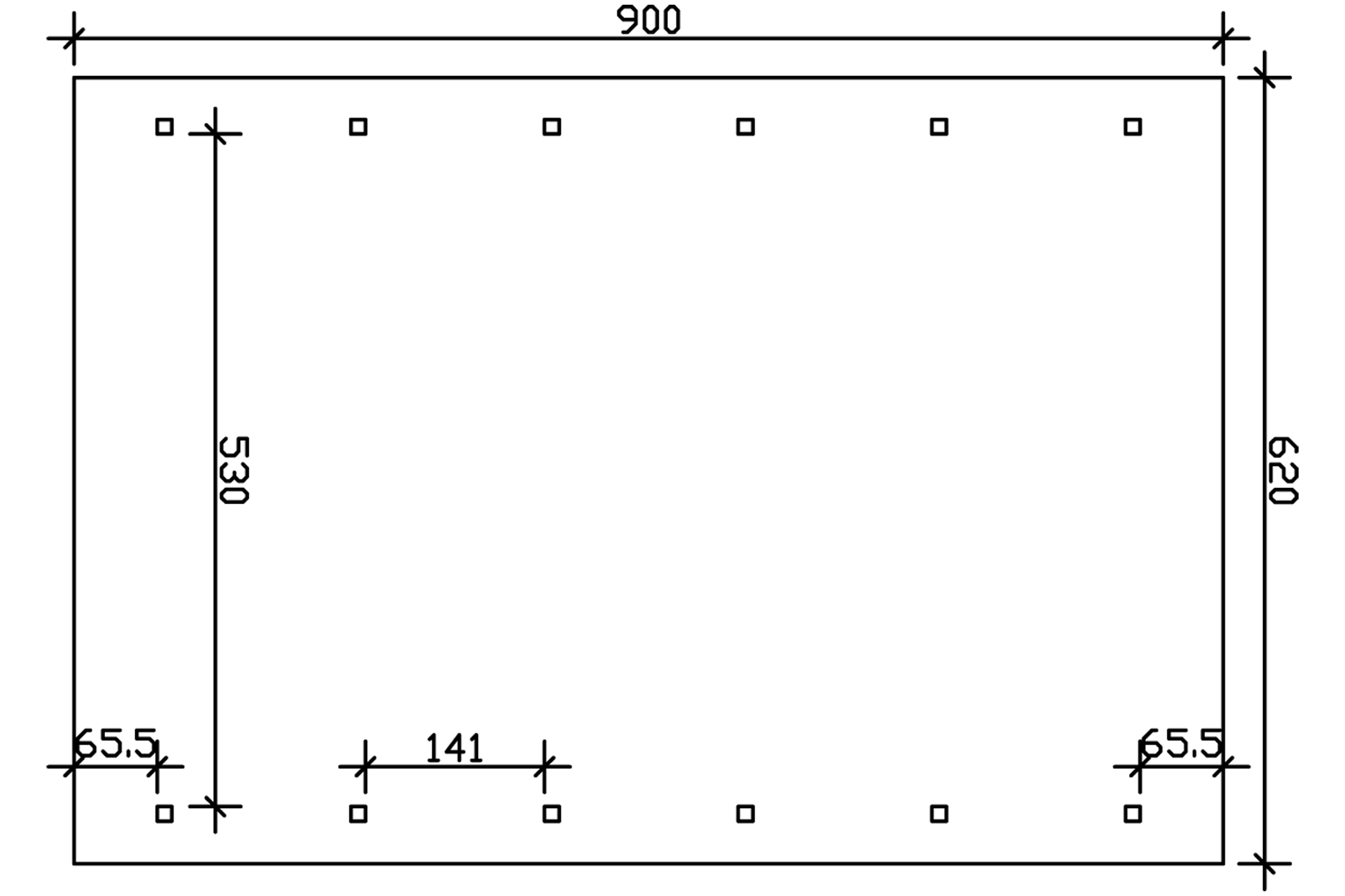 Grafik (Grundriss): Carport Wallgau 620 x 900 cm