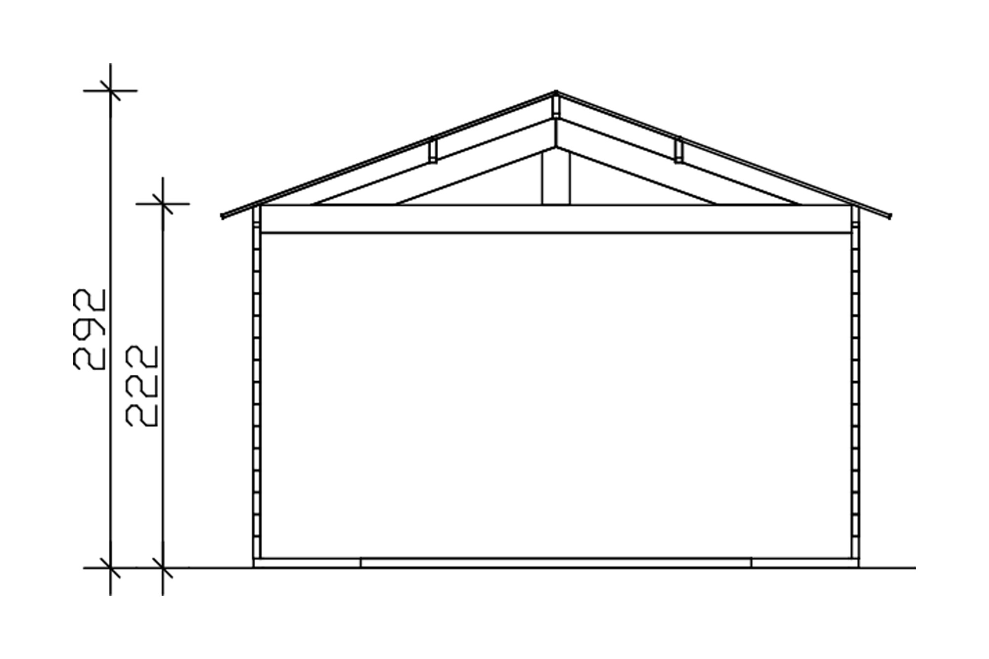 Houten garage Varberg 1, 45mm 370 x 525 cm, leigrijs