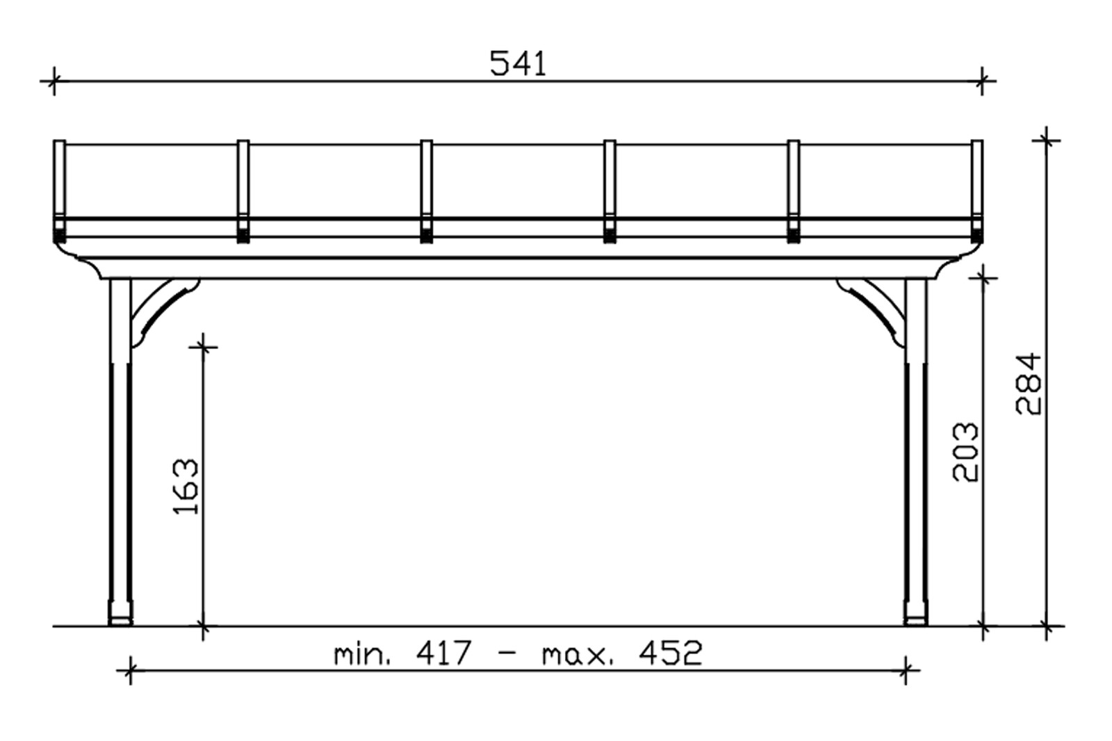 Terrace roof Ravenna 541 x 350 cm, douglas fir, untreated