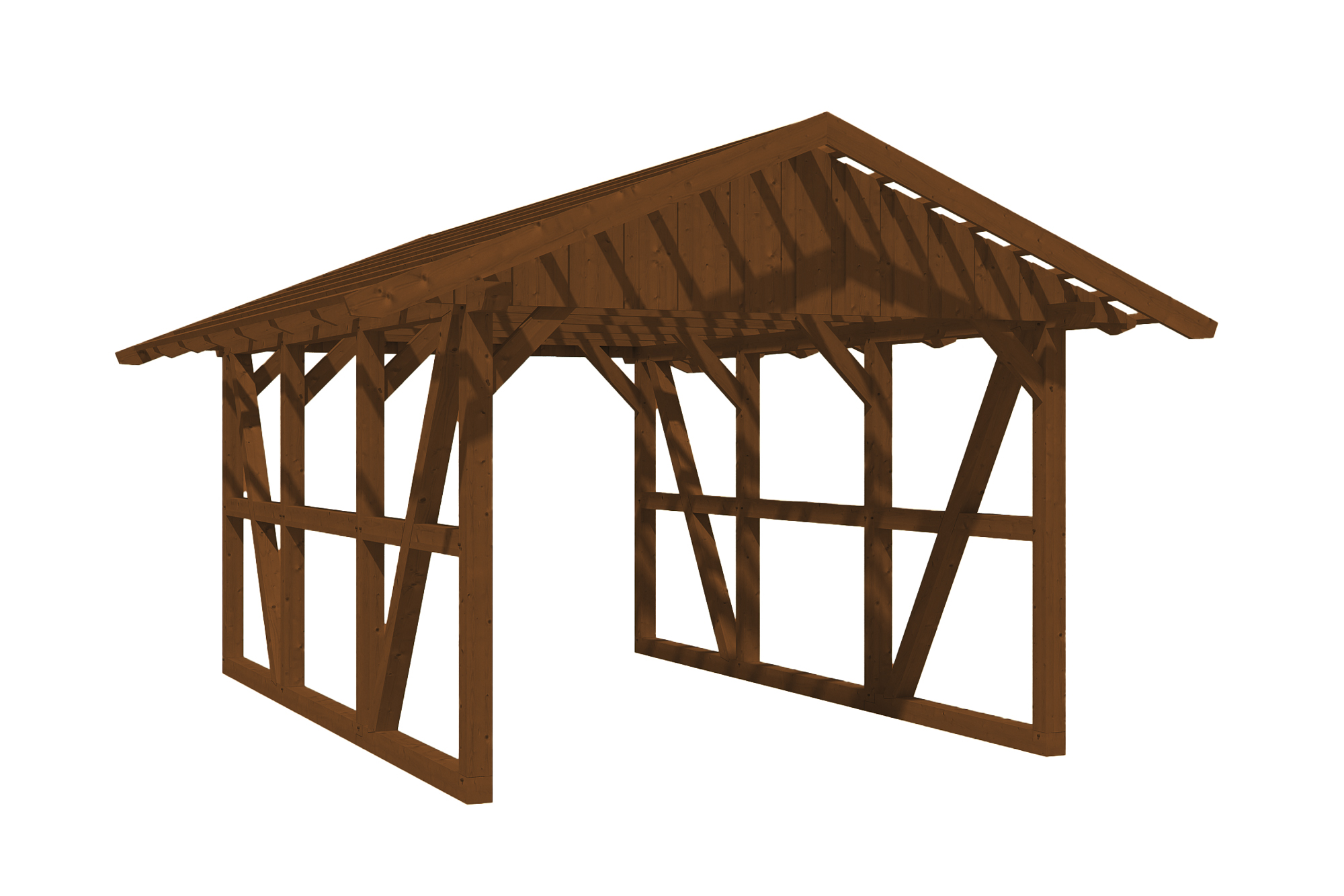 Produktbild: Carport Schwarzwald 424 x 600 cm, mit Dachlatten, farblich behandelt in nussbaum