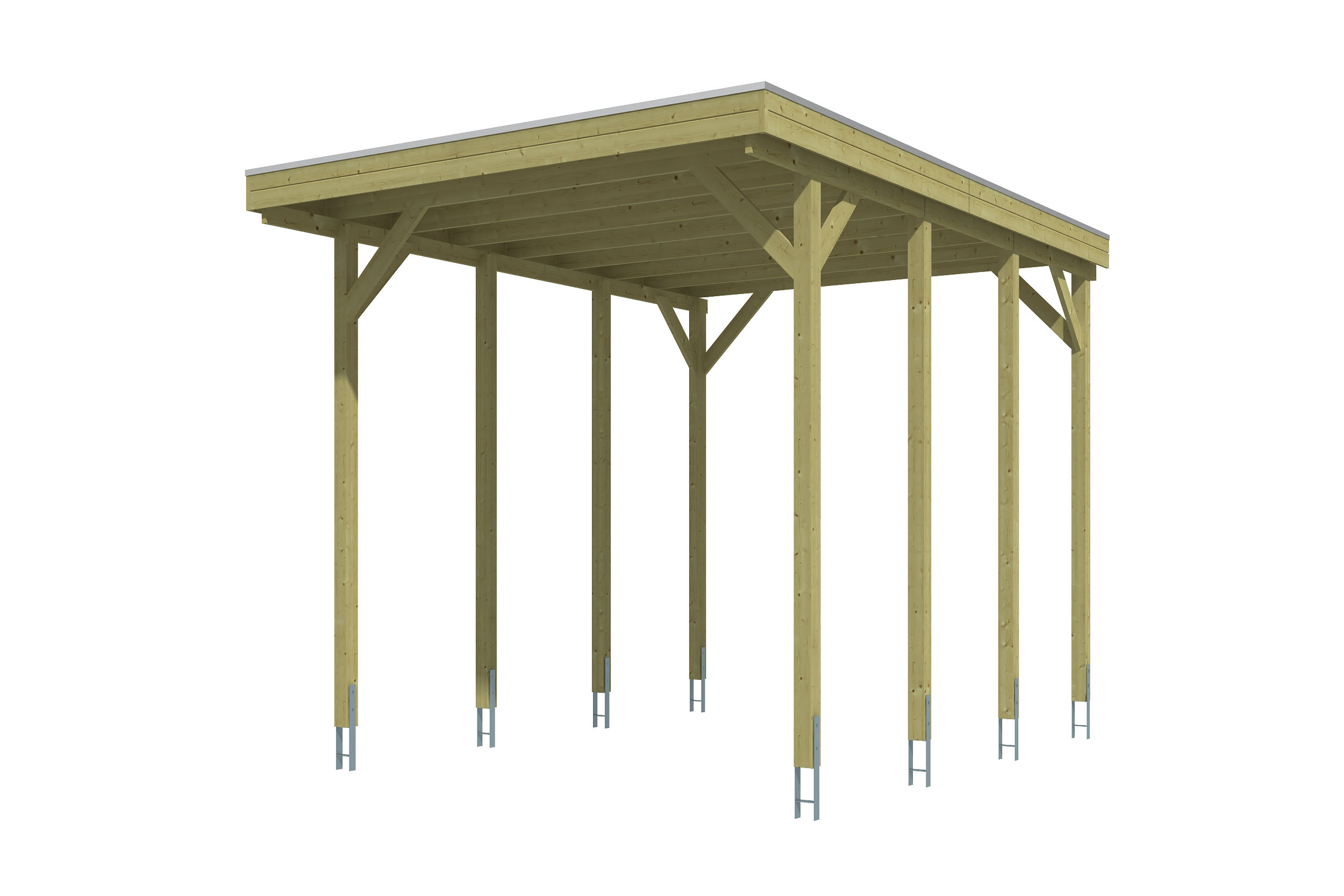 Caravan-Carport Friesland 402 x 555 cm, avec panneaux de toit en acier, imprégné vert