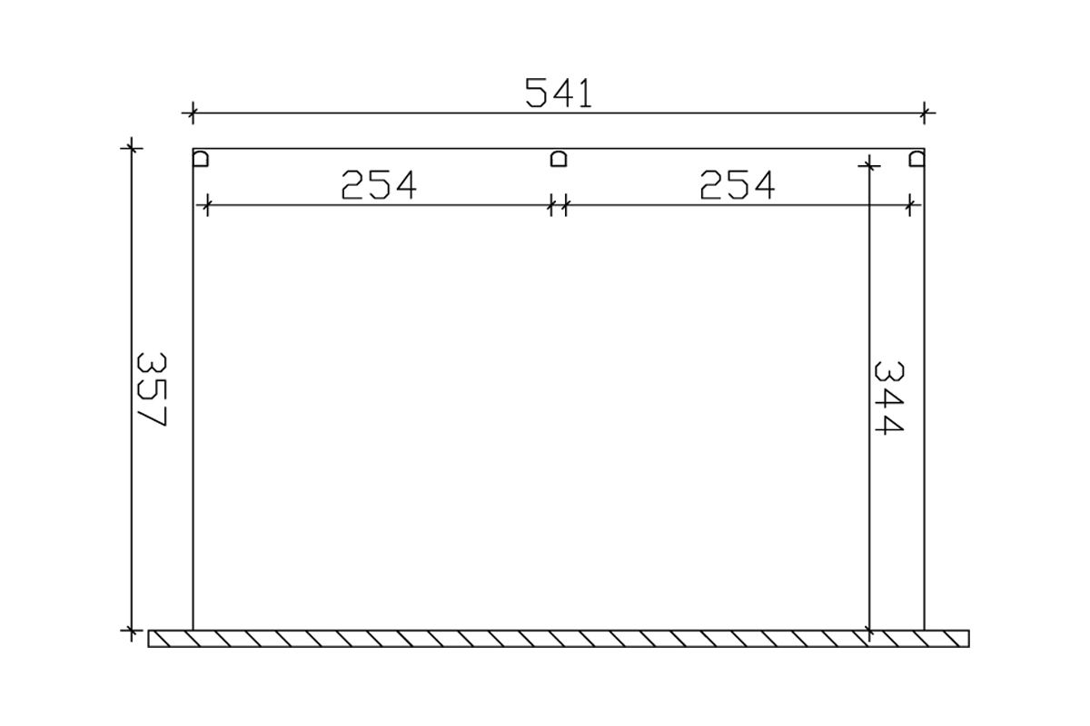 Grafik (Grundriss): Terrassenüberdachung Monza 541x357 cm