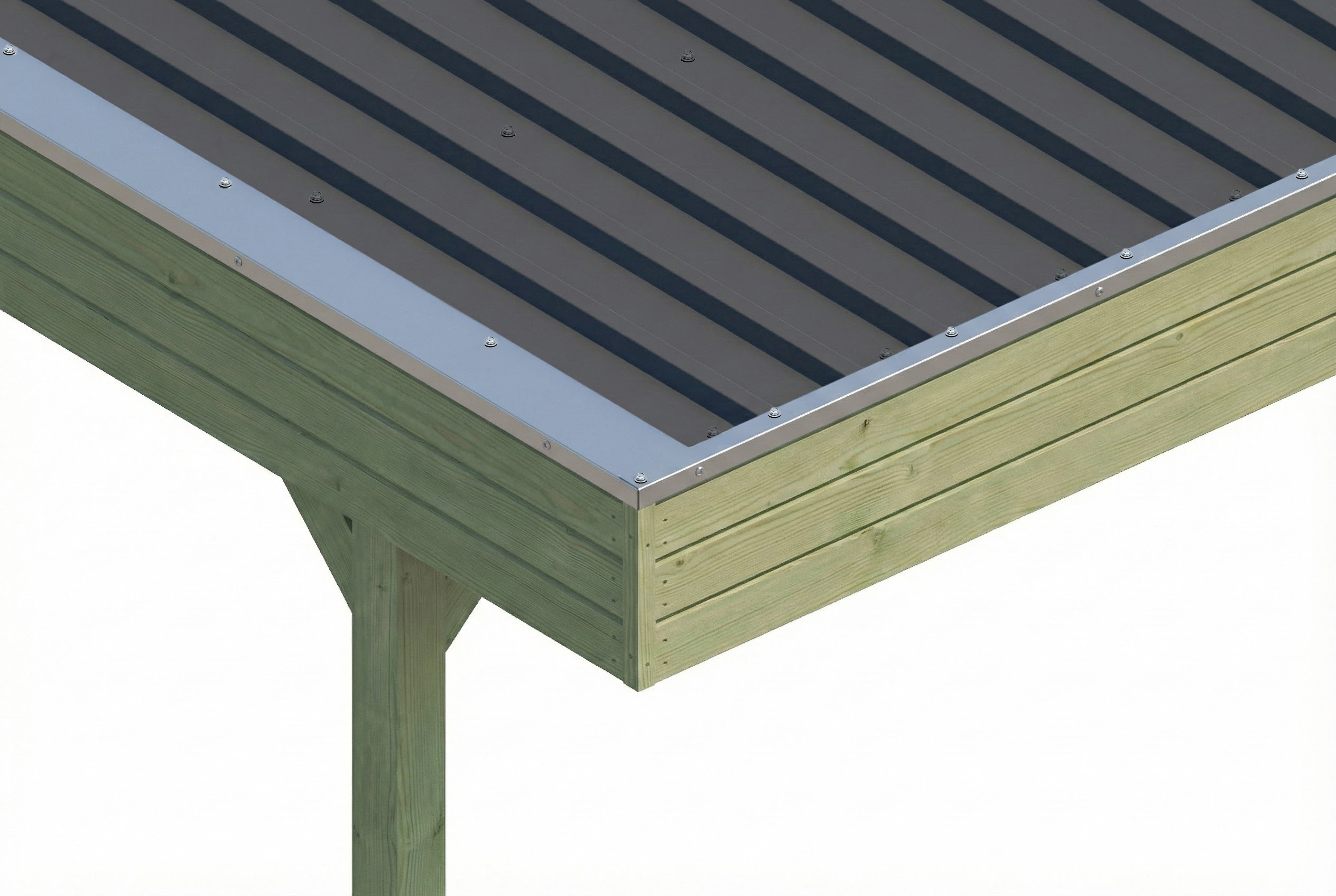 Friesland carport 546 x 555 cm, with steel roof panels, green impregnated