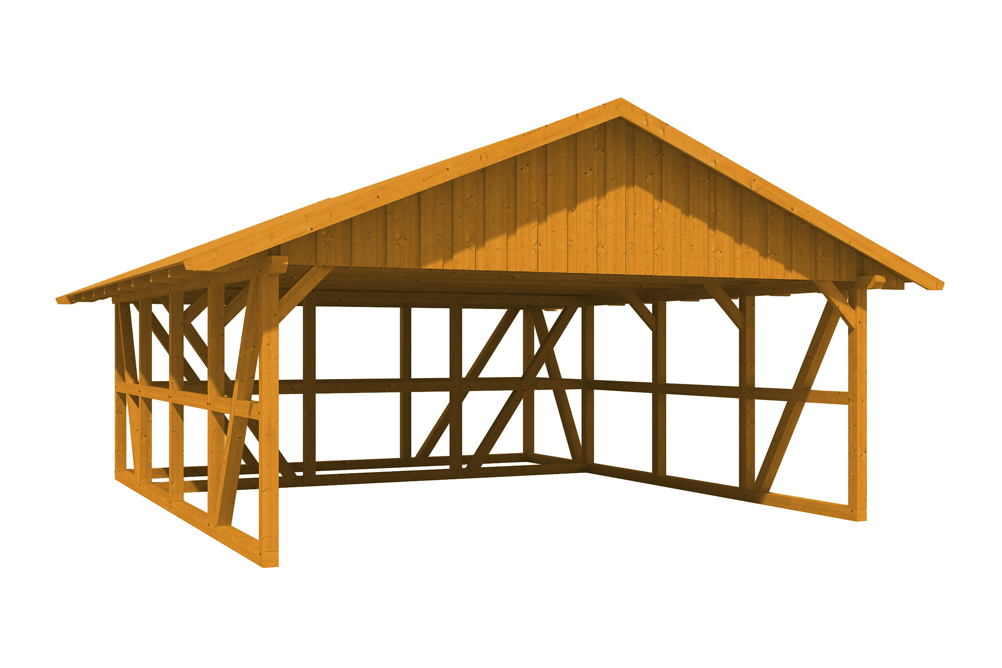 Carport Schwarzwald 684 x 772 cm mit Abstellraum 3, eiche hell, mit Dachschalung