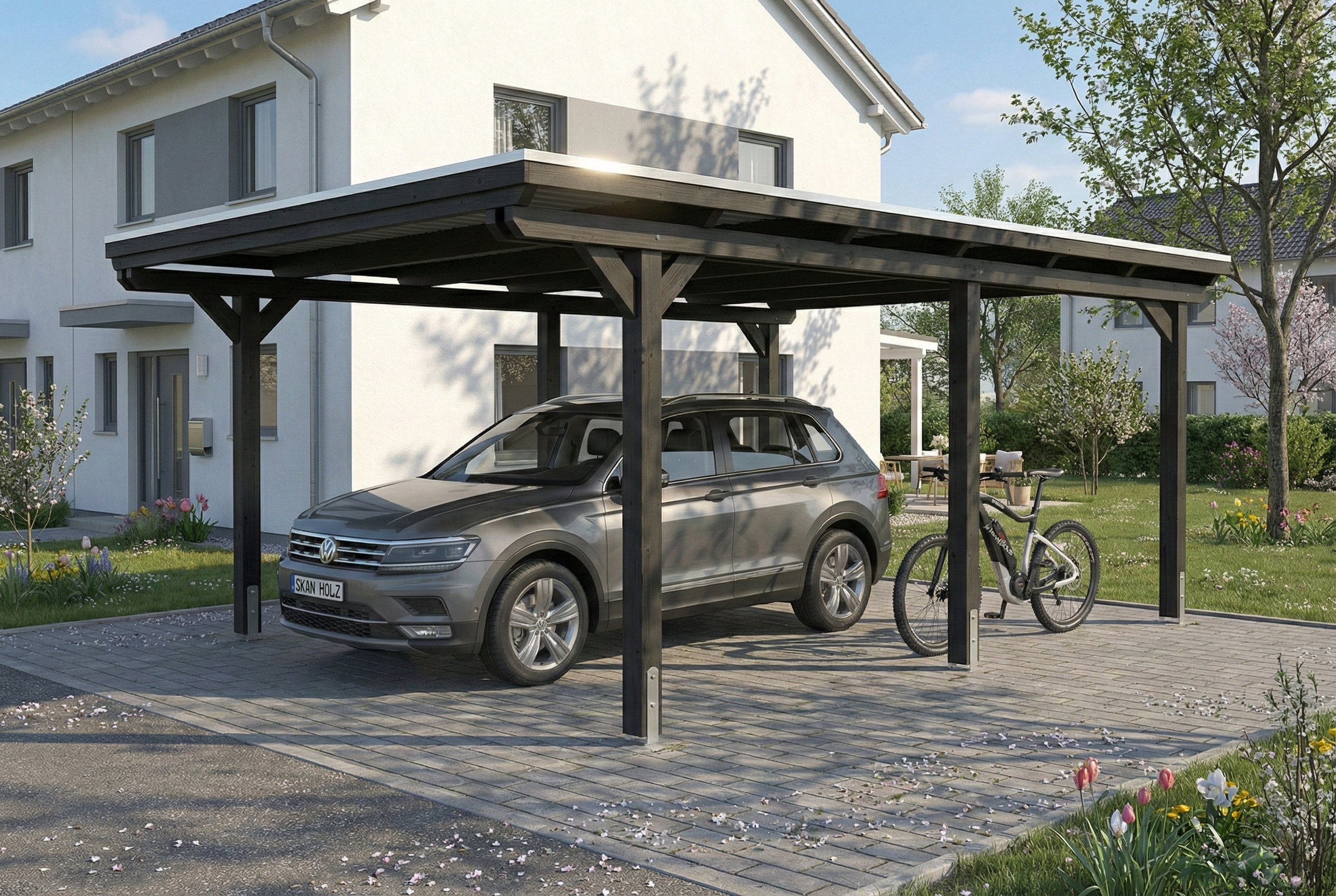Carport Emsland 402 x 604 cm, stalen dakplaten met anticondensvlies, antraciet