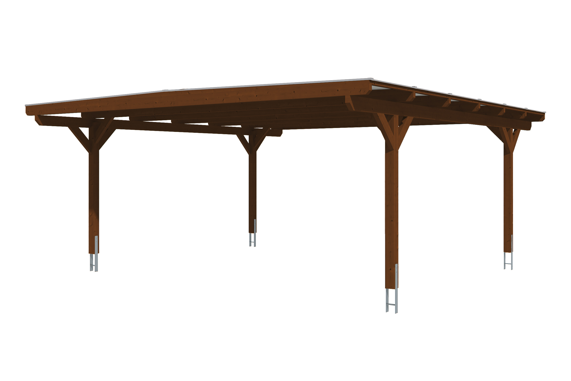Produktbild: Carport Odenwald 640 x 648 cm, farblich behandelt in nussbaum