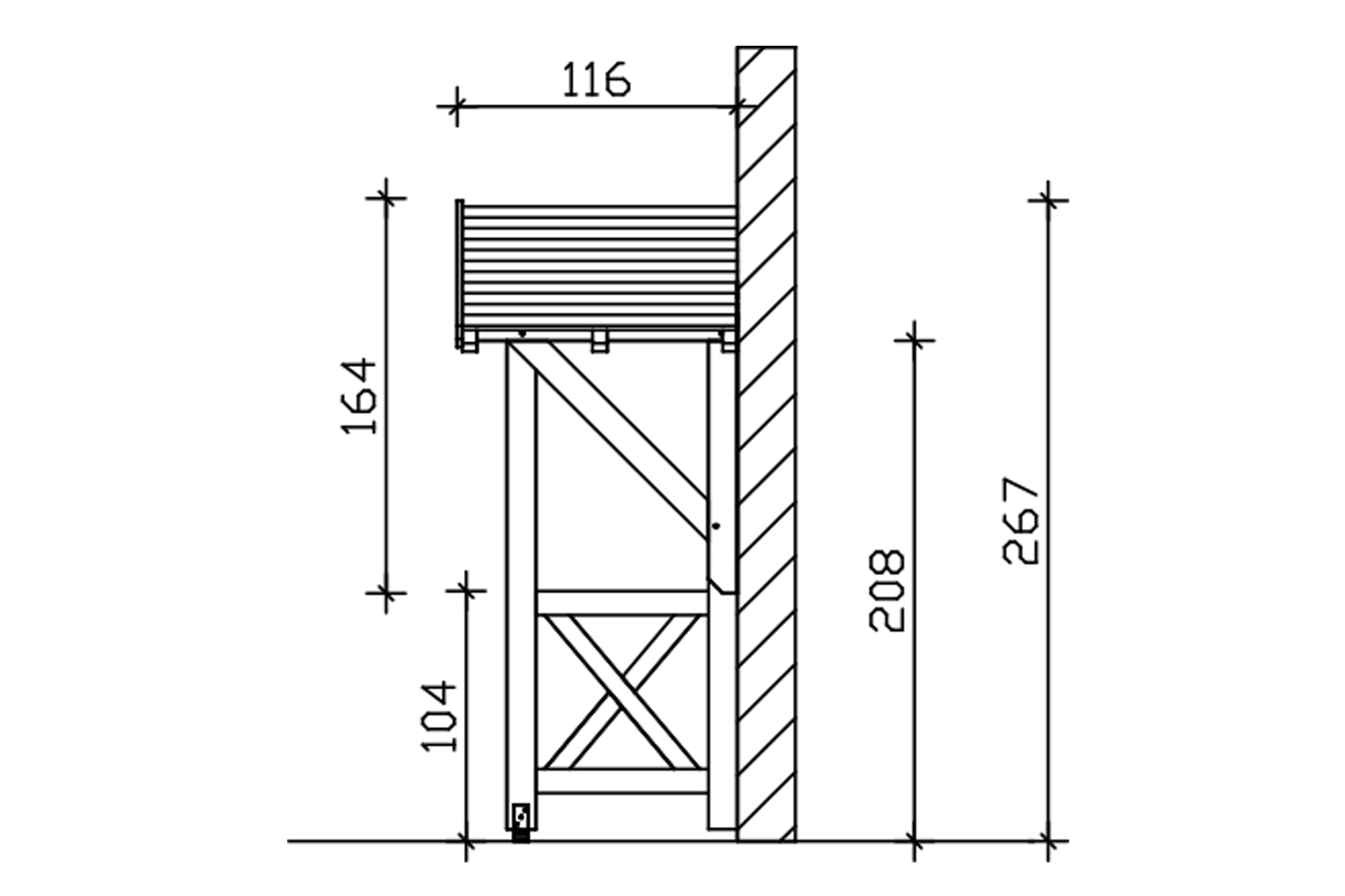 Vordach Siegen Typ 3, 247 x 116 cm, eiche hell