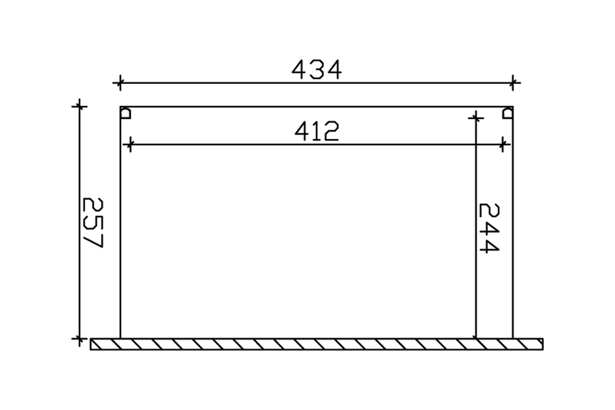 Grafik (Grundriss): Terrassenüberdachung Modena 434x257 cm