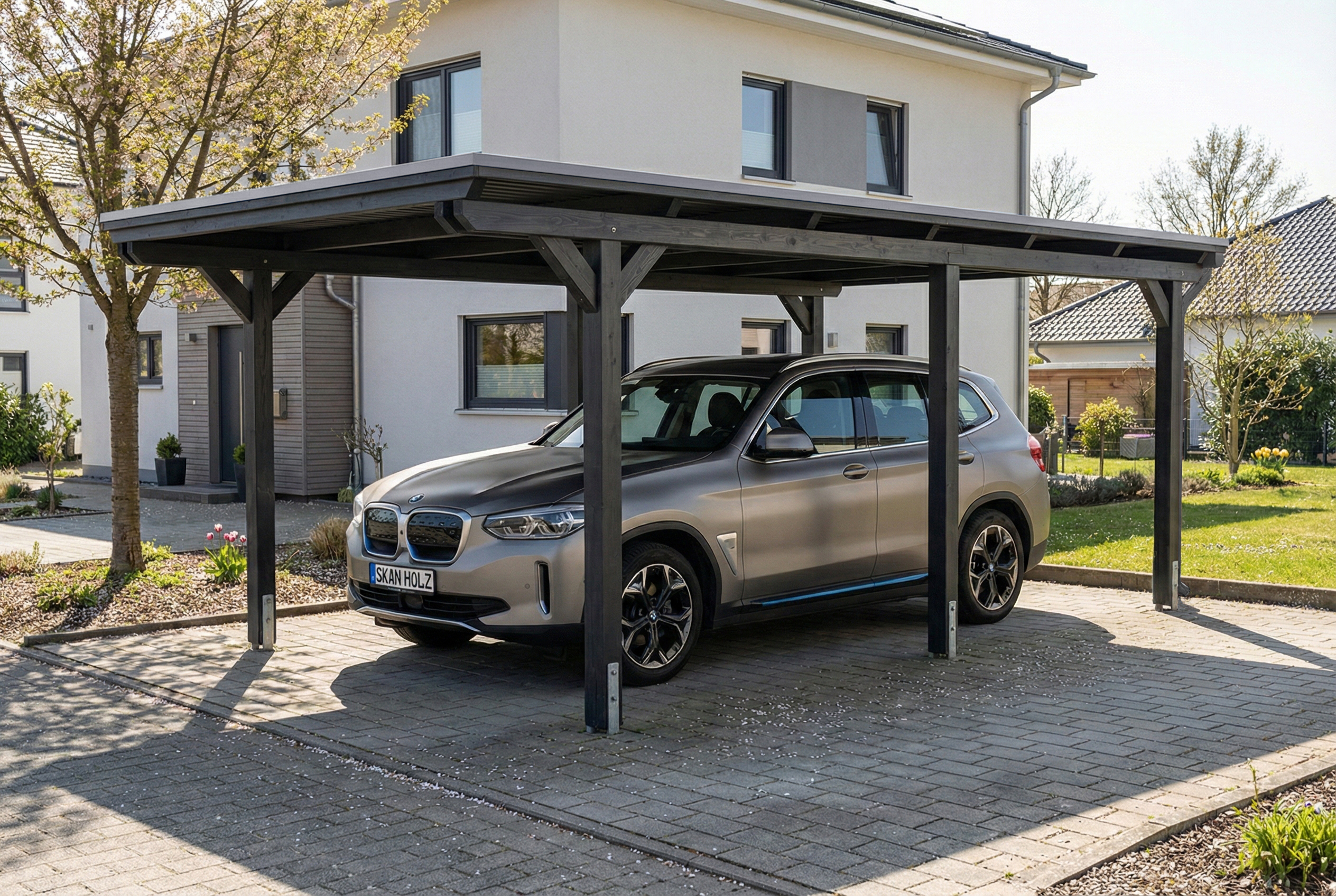 Carport Emsland 340 x 604 cm avec toit EPDM, anthracite