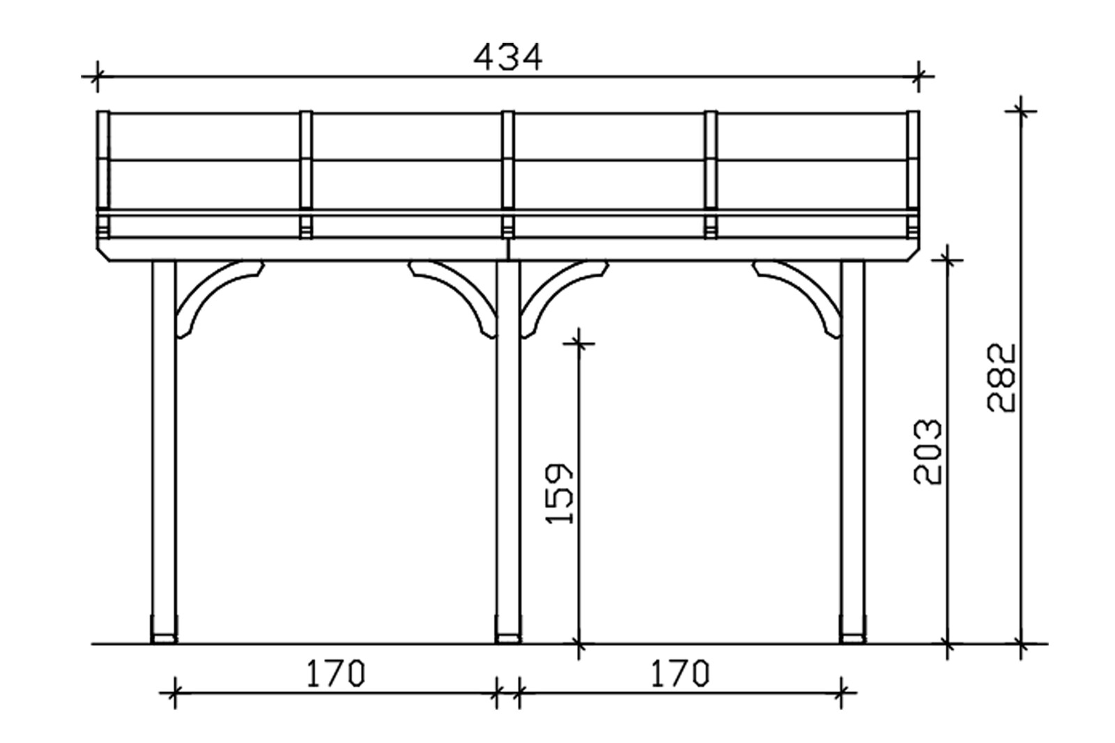 Terrace roof Venezia 434 x 239 cm, glulam, untreated