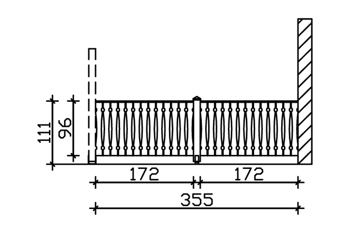 Balustrade balcony siding 355 x 96 cm, spruce, colour pre-treated in walnut