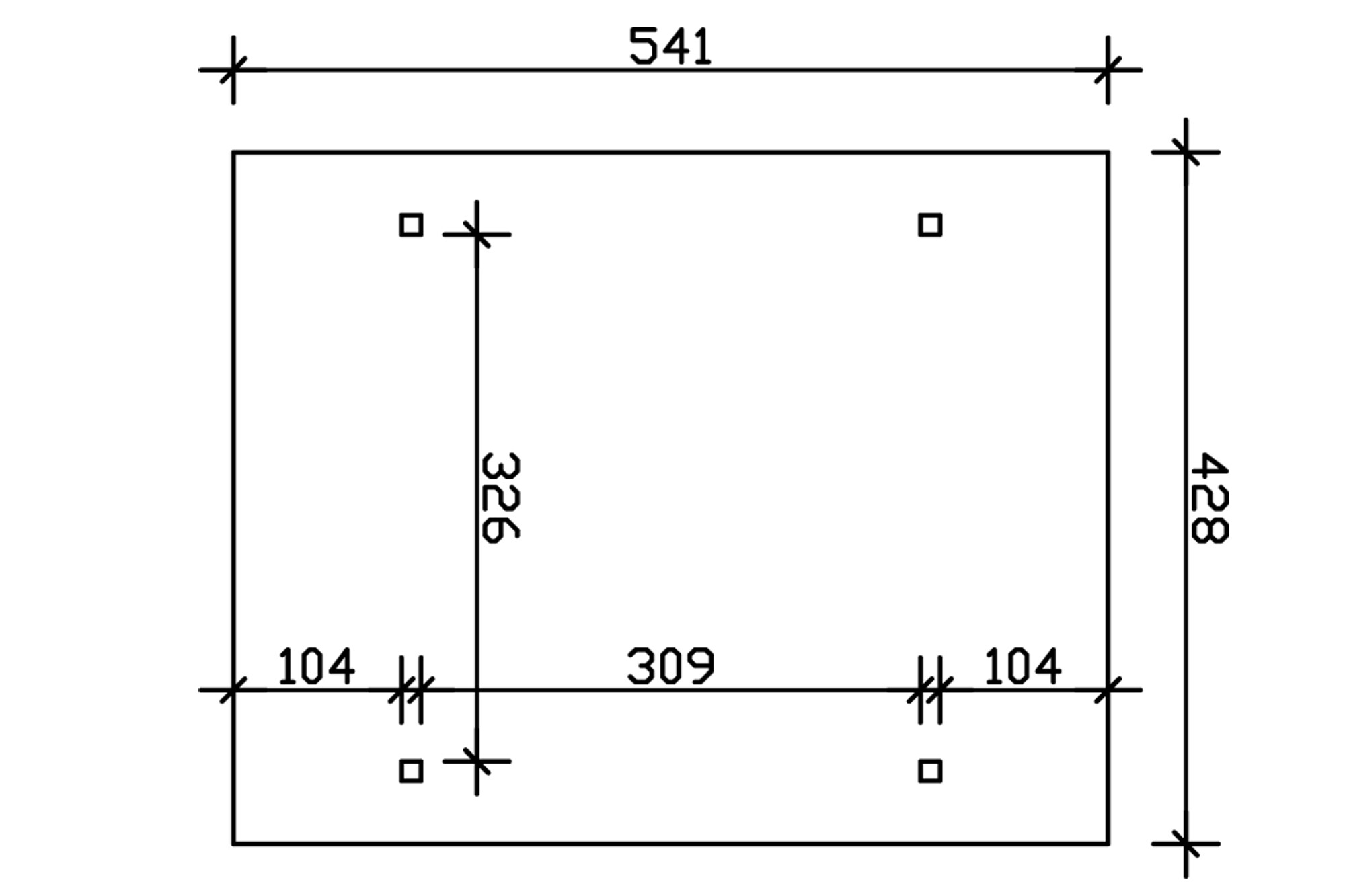 Carport Odenwald 428 x 541 cm, gelakt in licht eiken, met polycarbonaatplaten